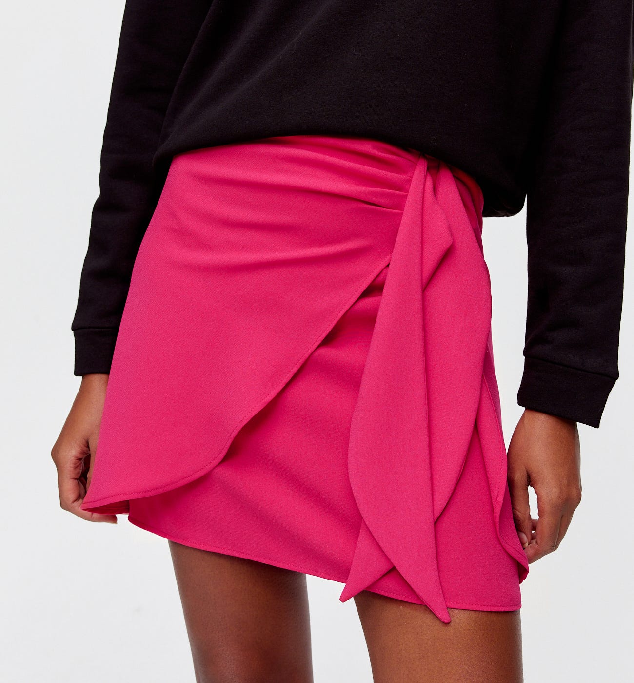 Unapologetic Sequin Drape Mini Skirt - Fuchsia