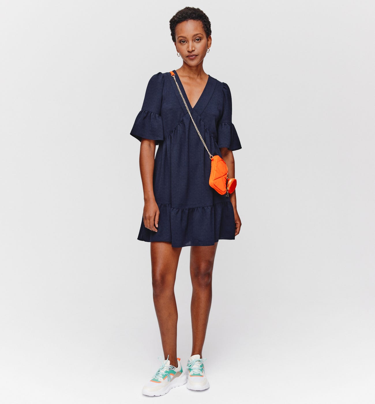 Robe babydoll unie Femme Marine