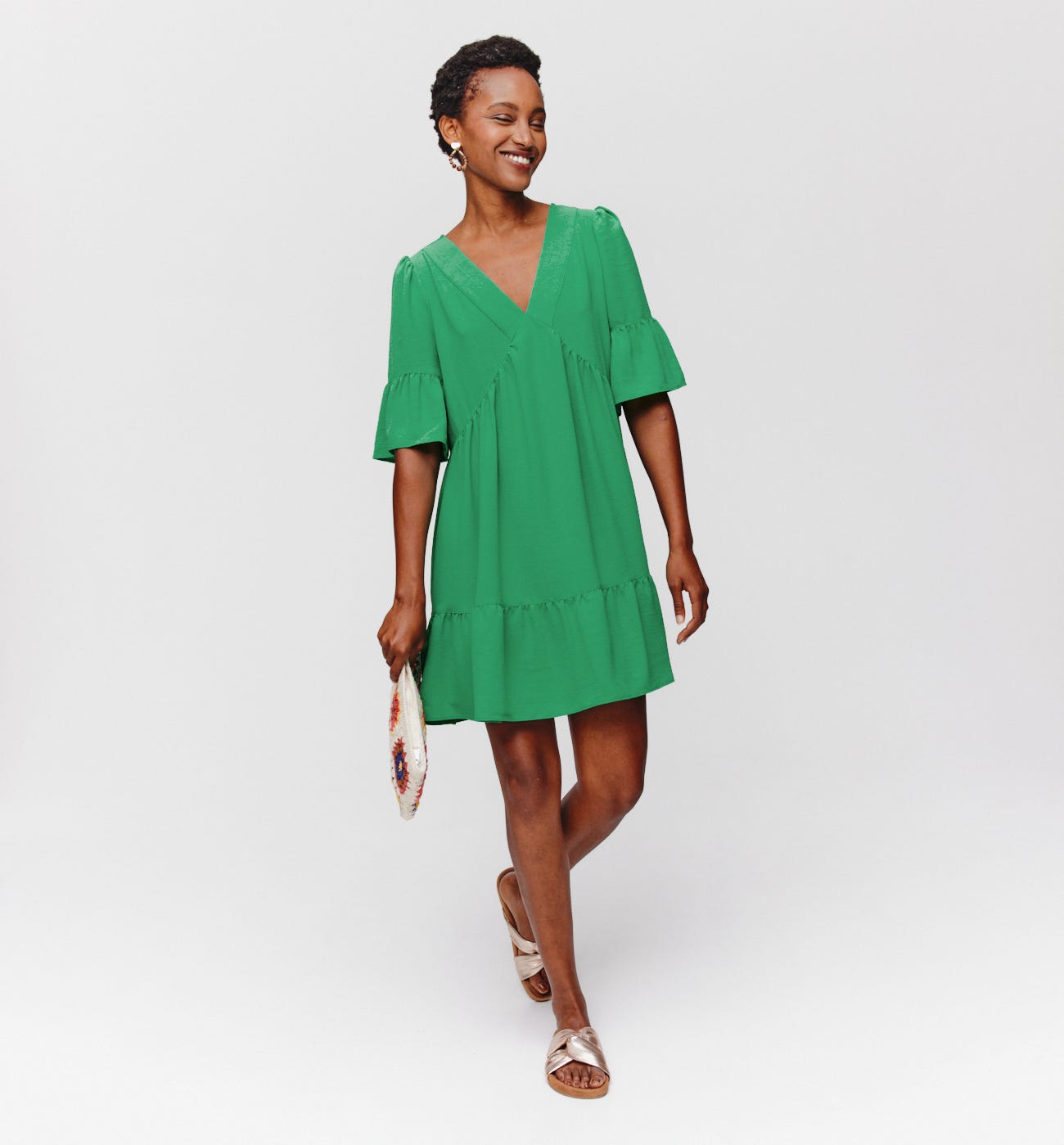 Robe babydoll unie Femme Vert