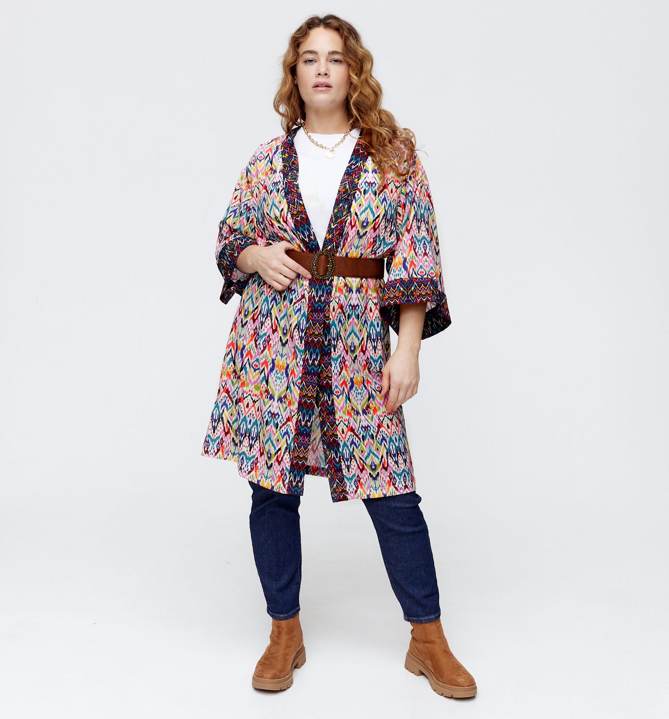 Kimono mit Ikat-Print