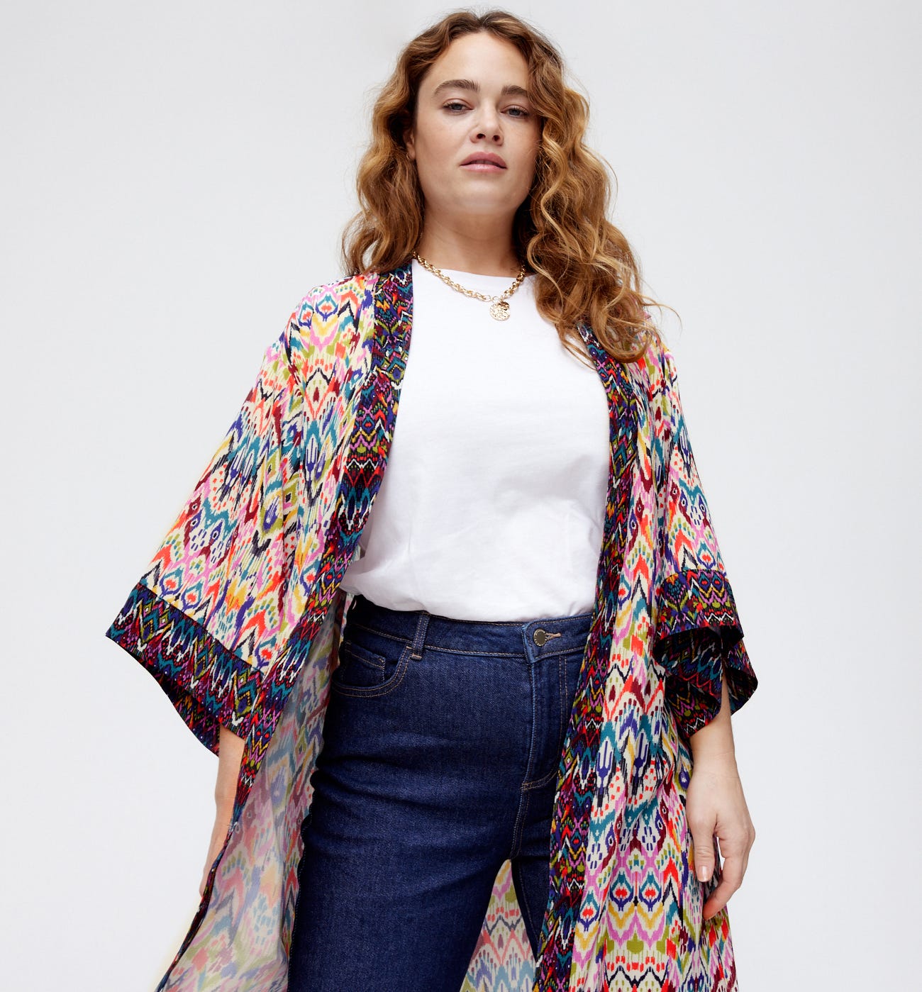 Kimono mit Ikat-Print