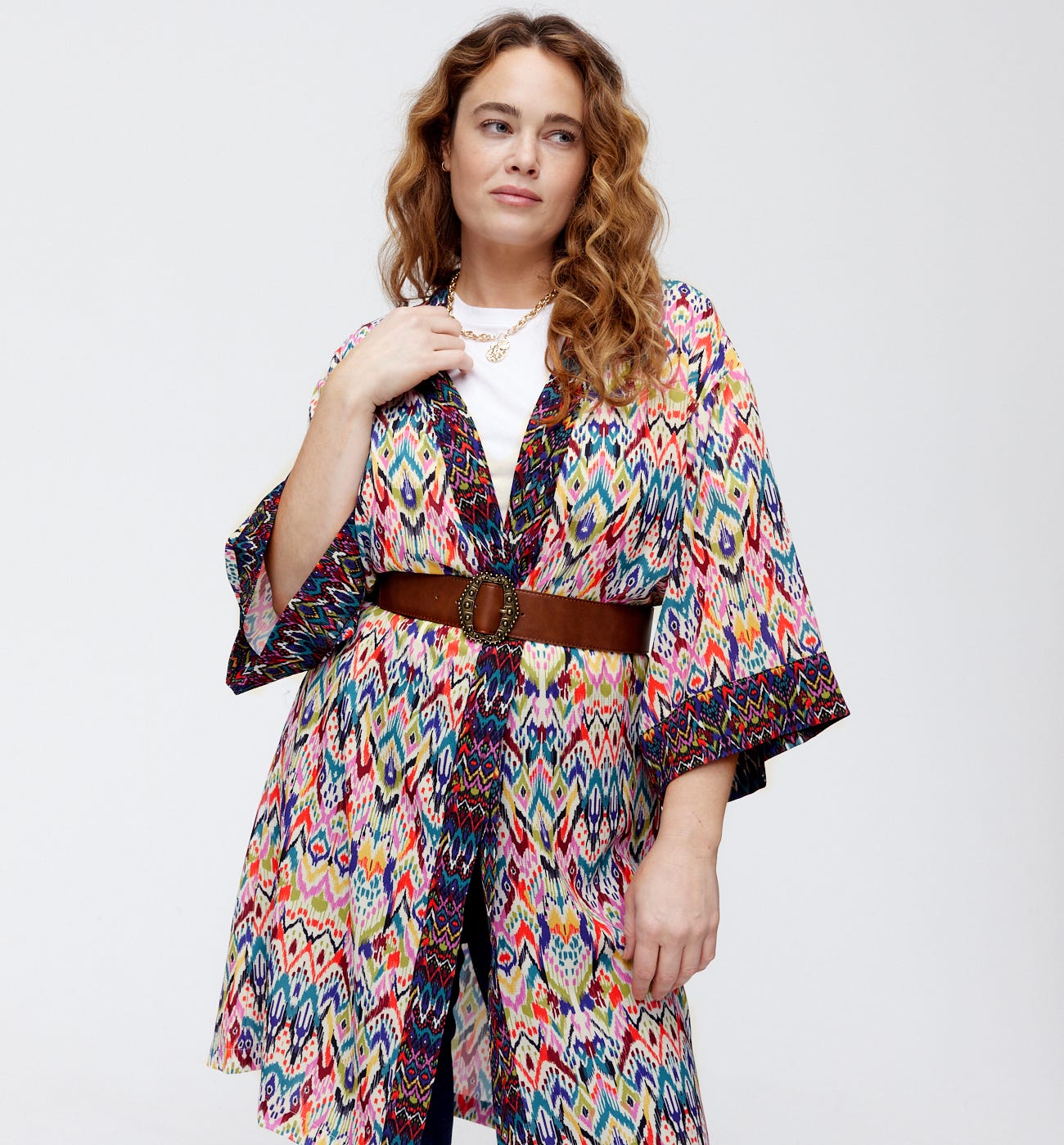 Kimono mit Ikat-Print