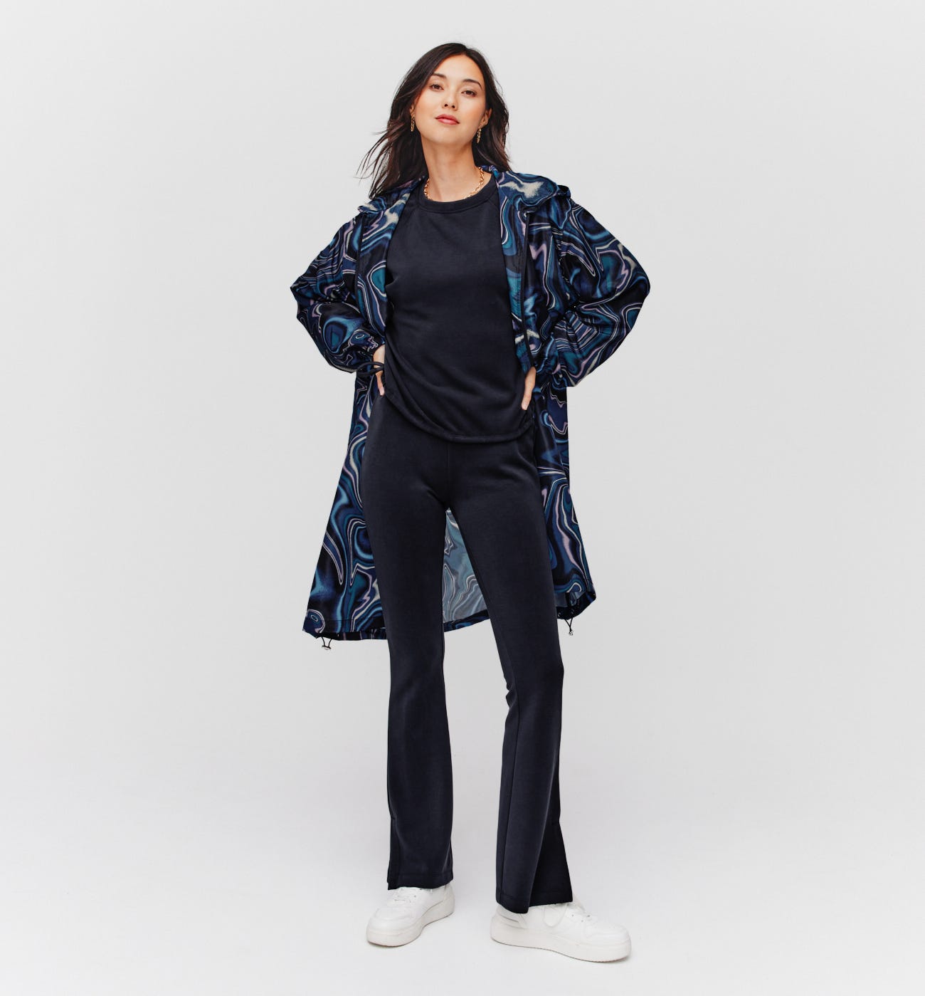 Flared jersey trousers