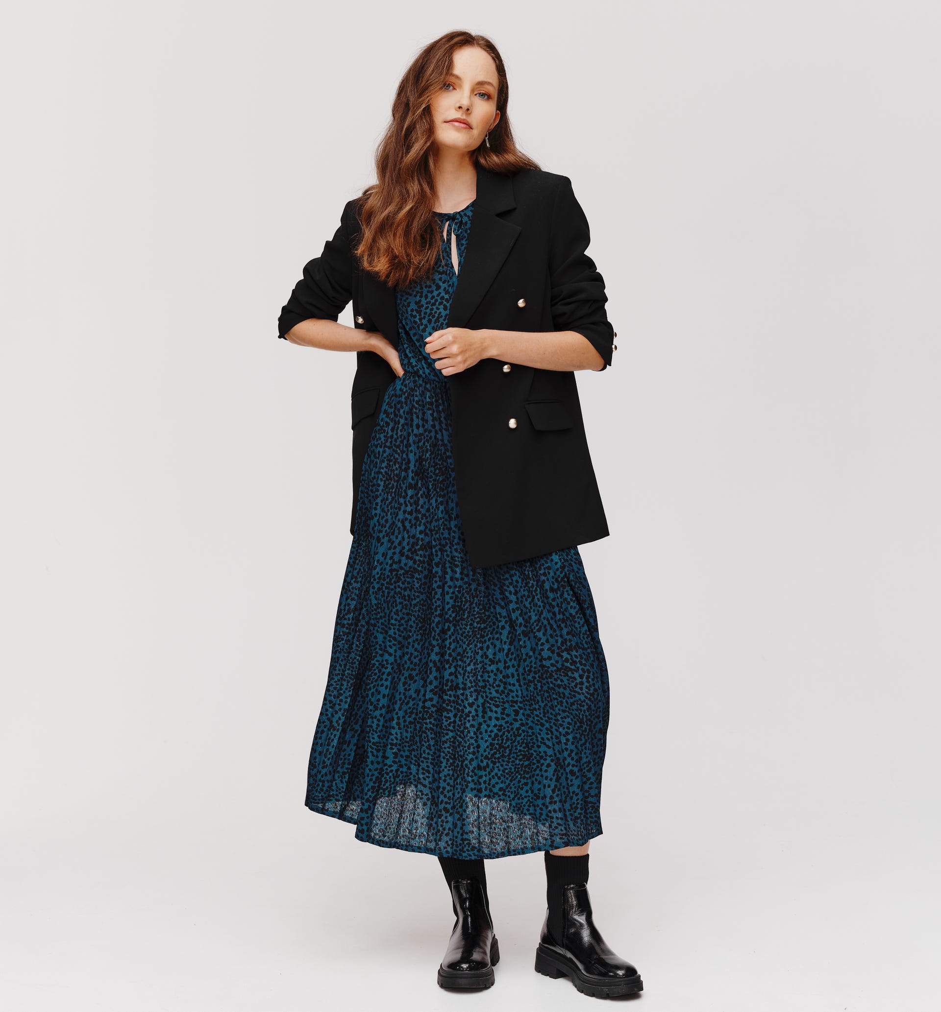 Robe plissée imprimée Femme
