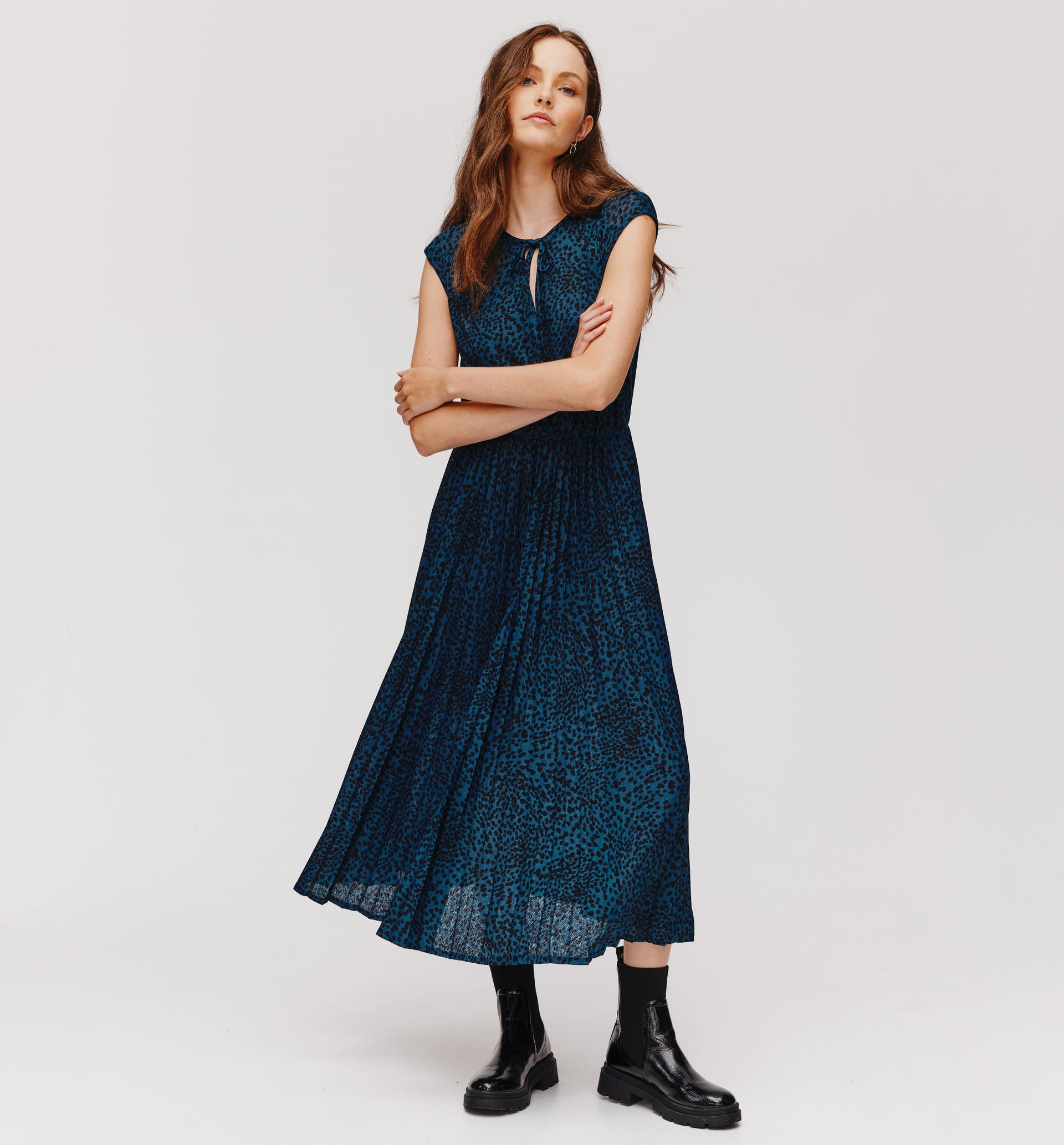 Robe plissée imprimée Femme
