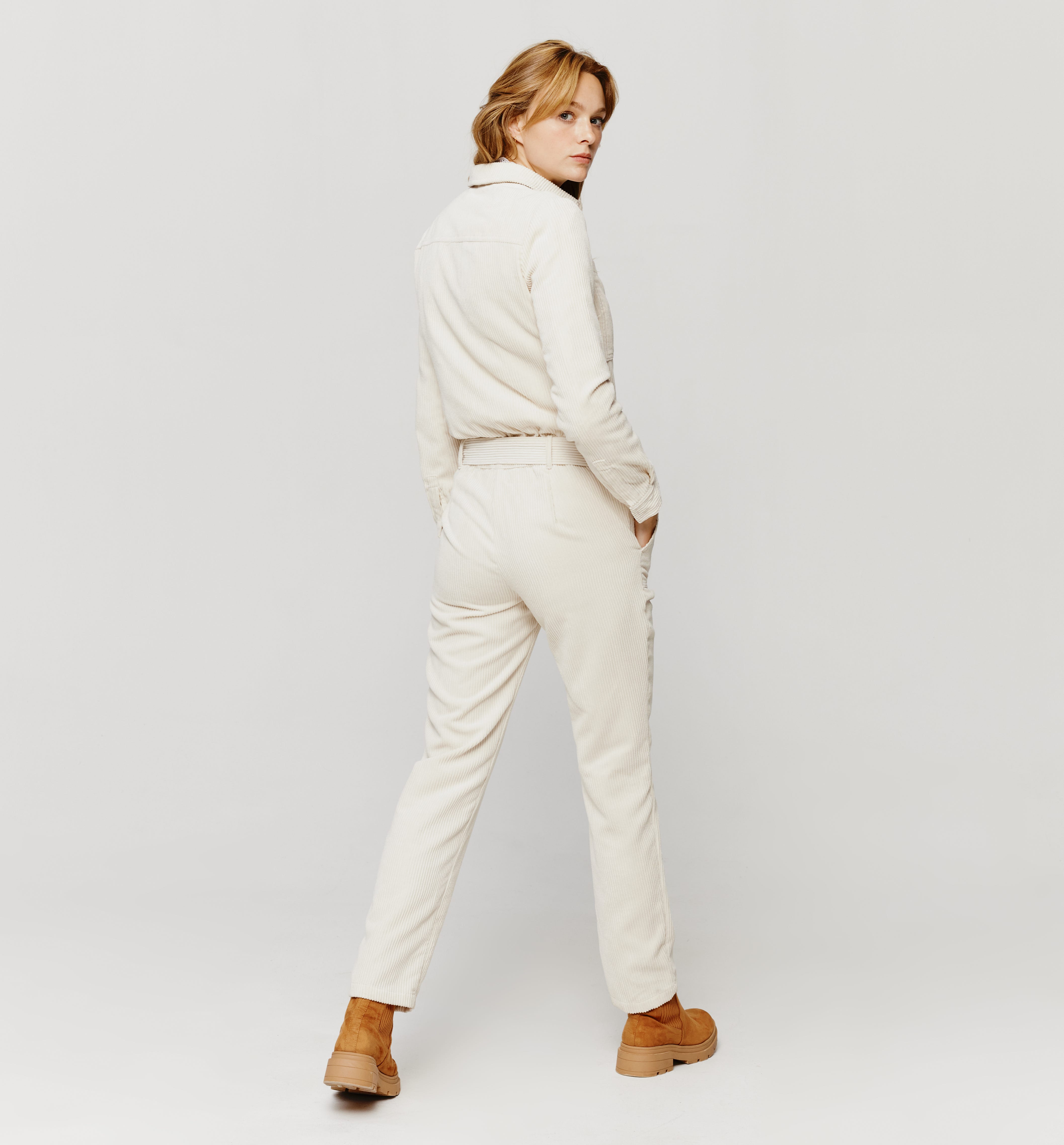 Corduroy jumpsuit Ecru