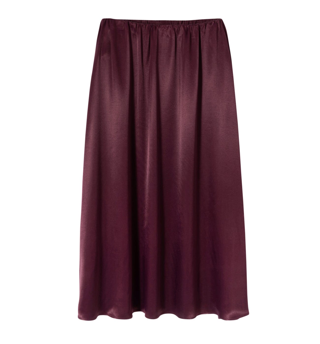 Jupe midi satinée unie