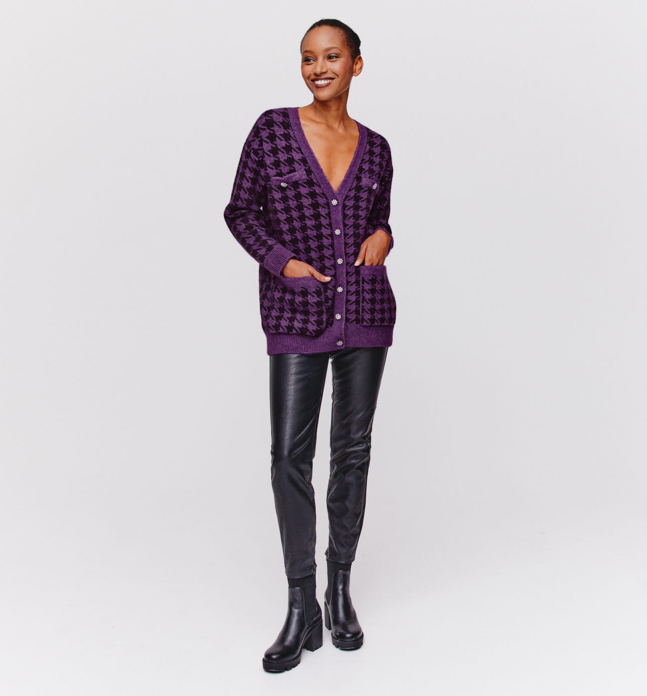 Cardigan à carreaux jacquard