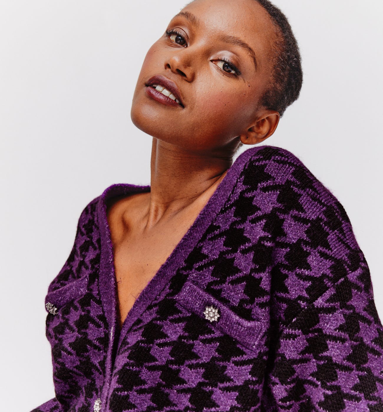 Cardigan à carreaux jacquard