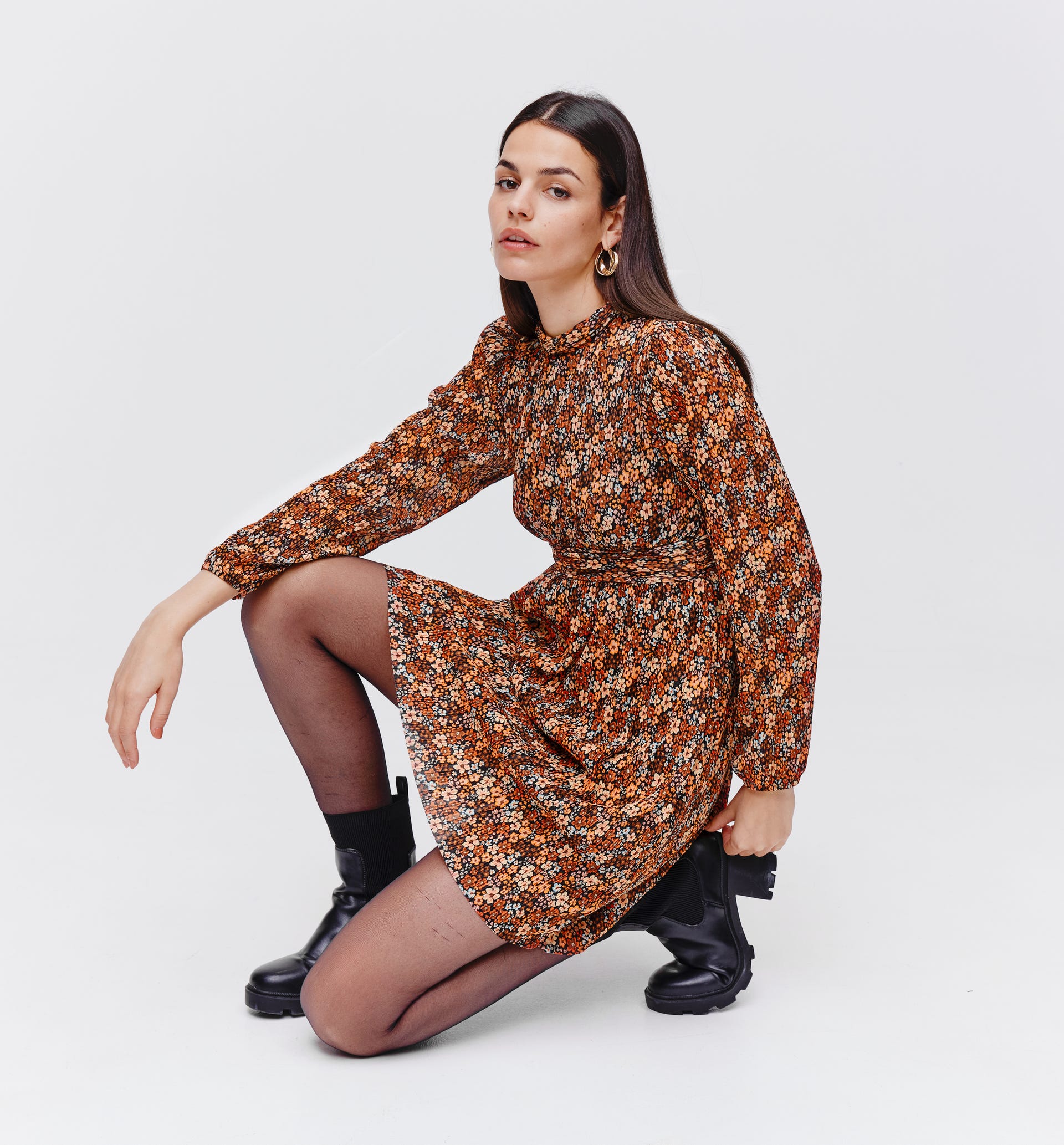 Vestido plisado estampado