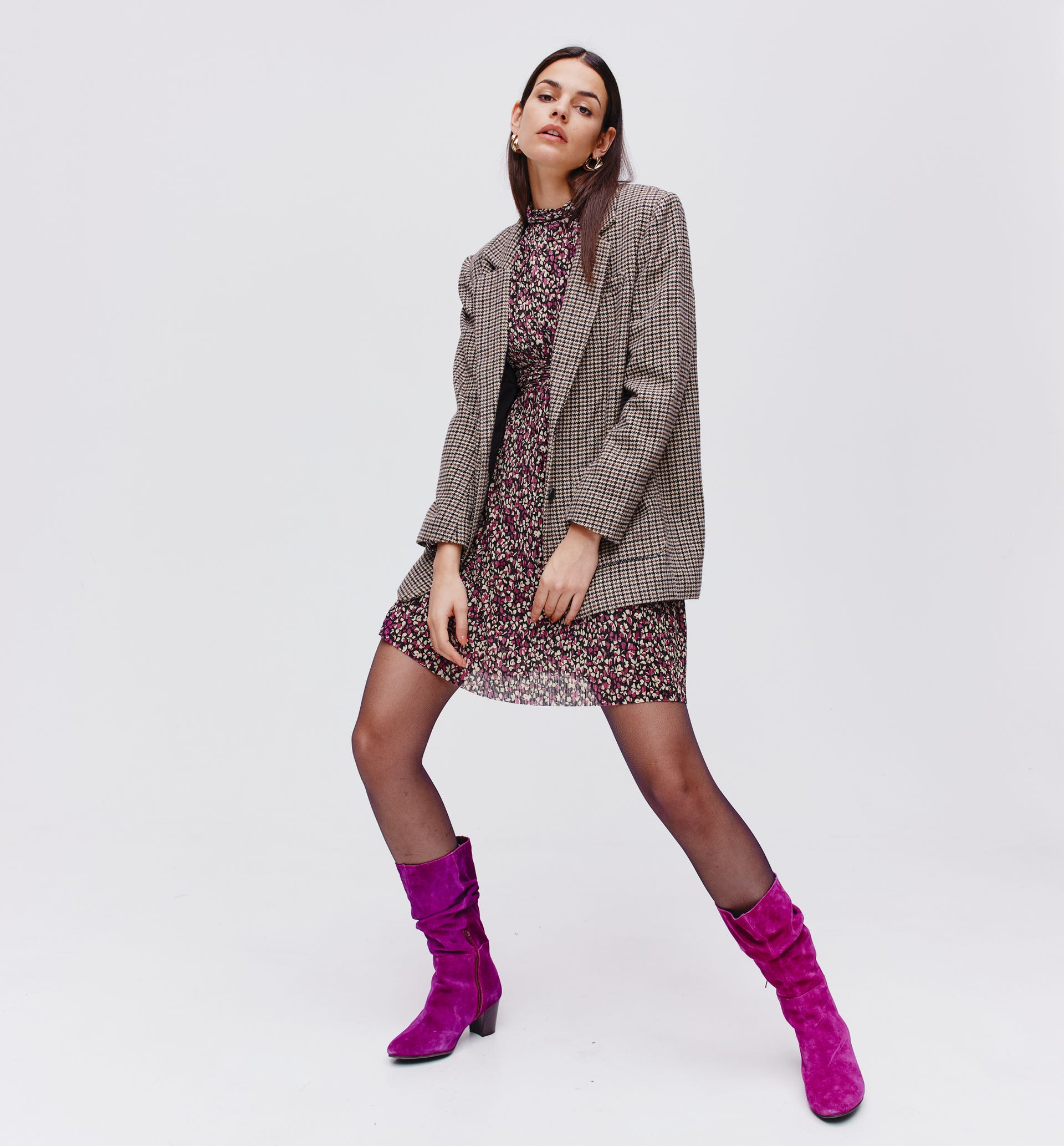 Robe plissée imprimée Femme