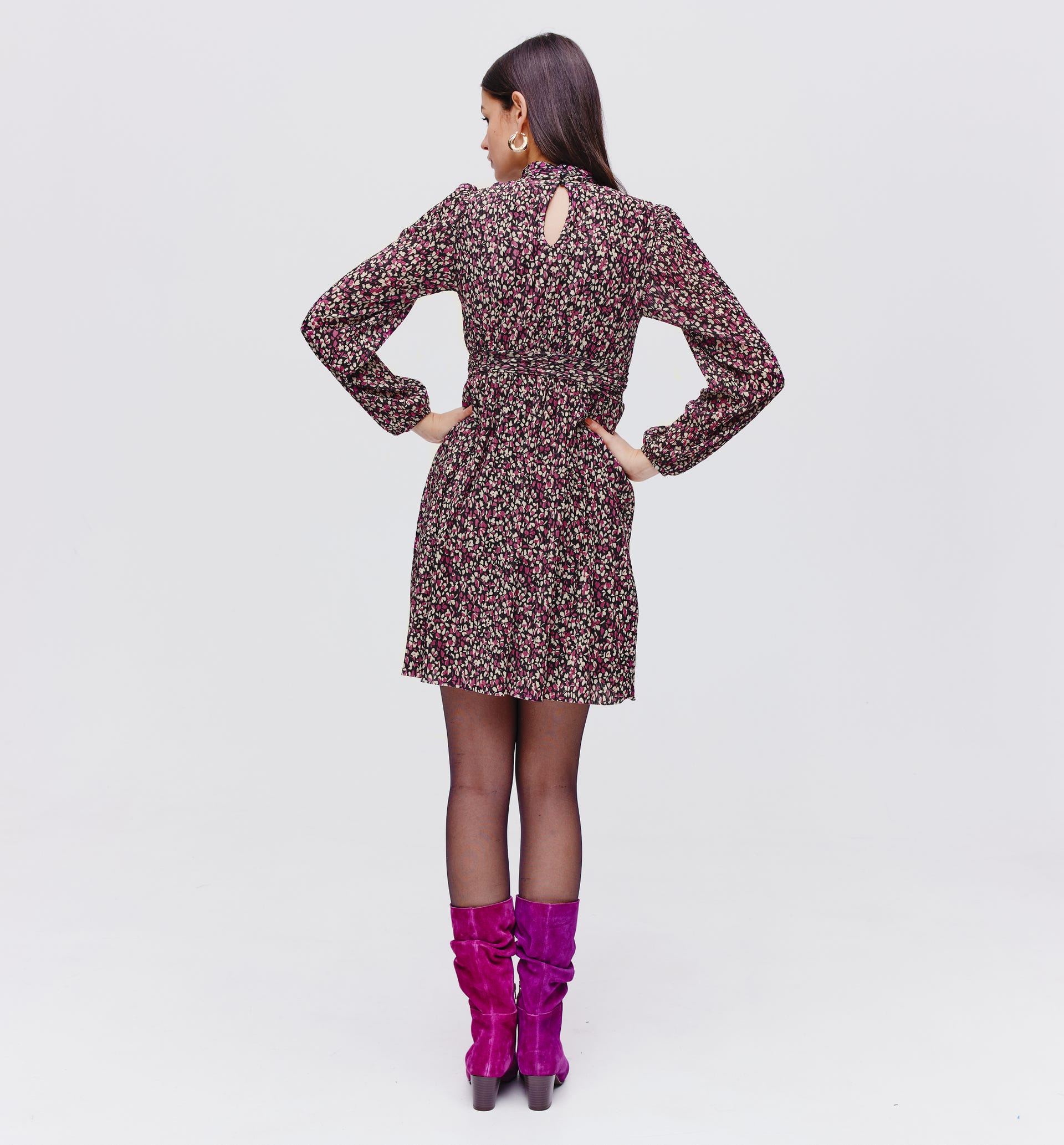 Robe plissée imprimée Femme