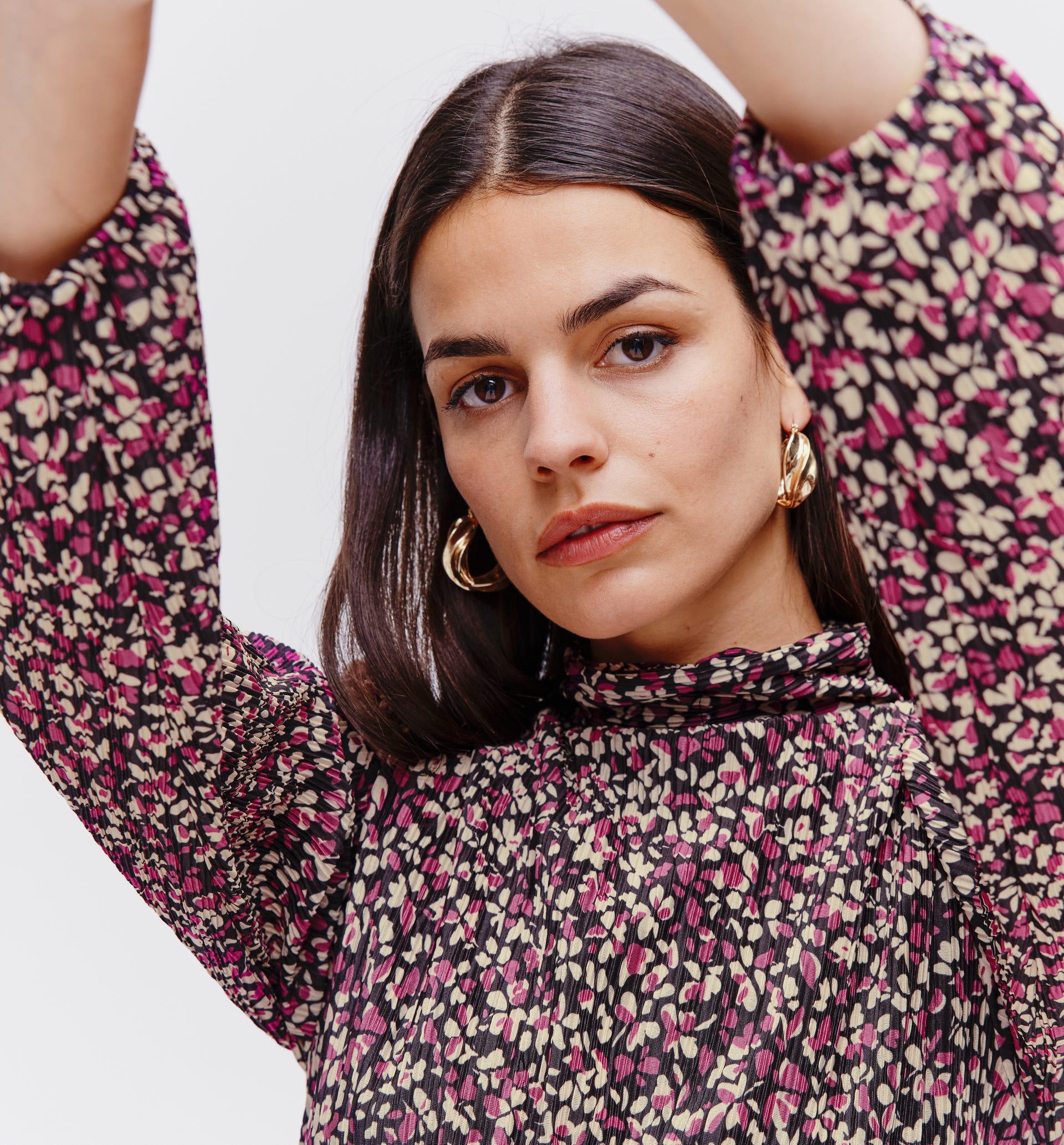 Robe plissée imprimée Femme