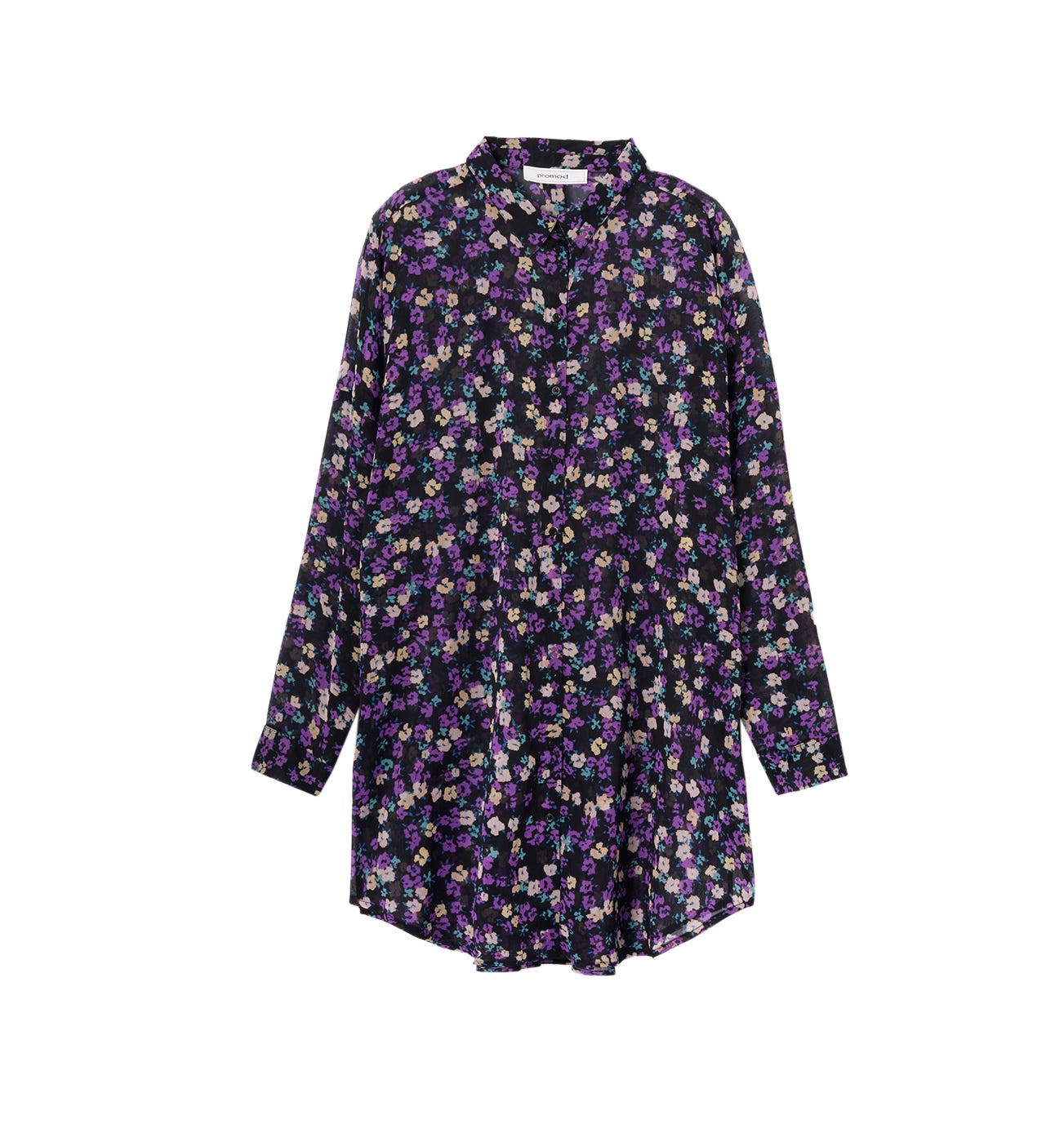 Maxi camicia in voile fantasia