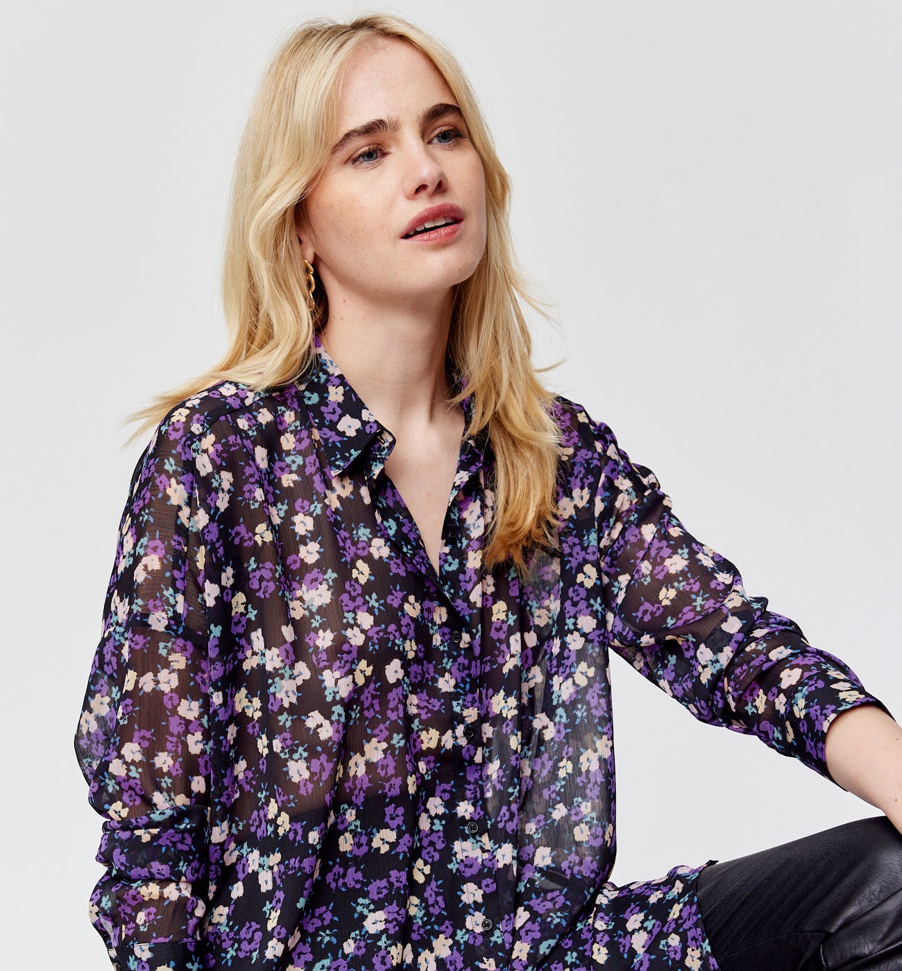 Maxi camicia in voile fantasia