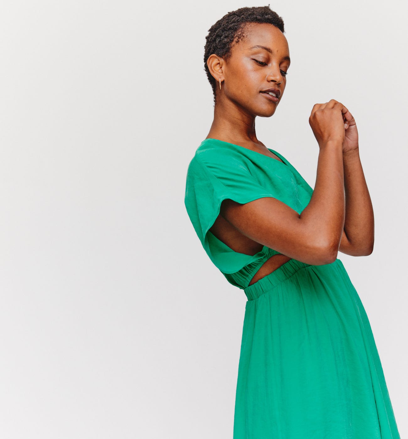Cut-out plain dress