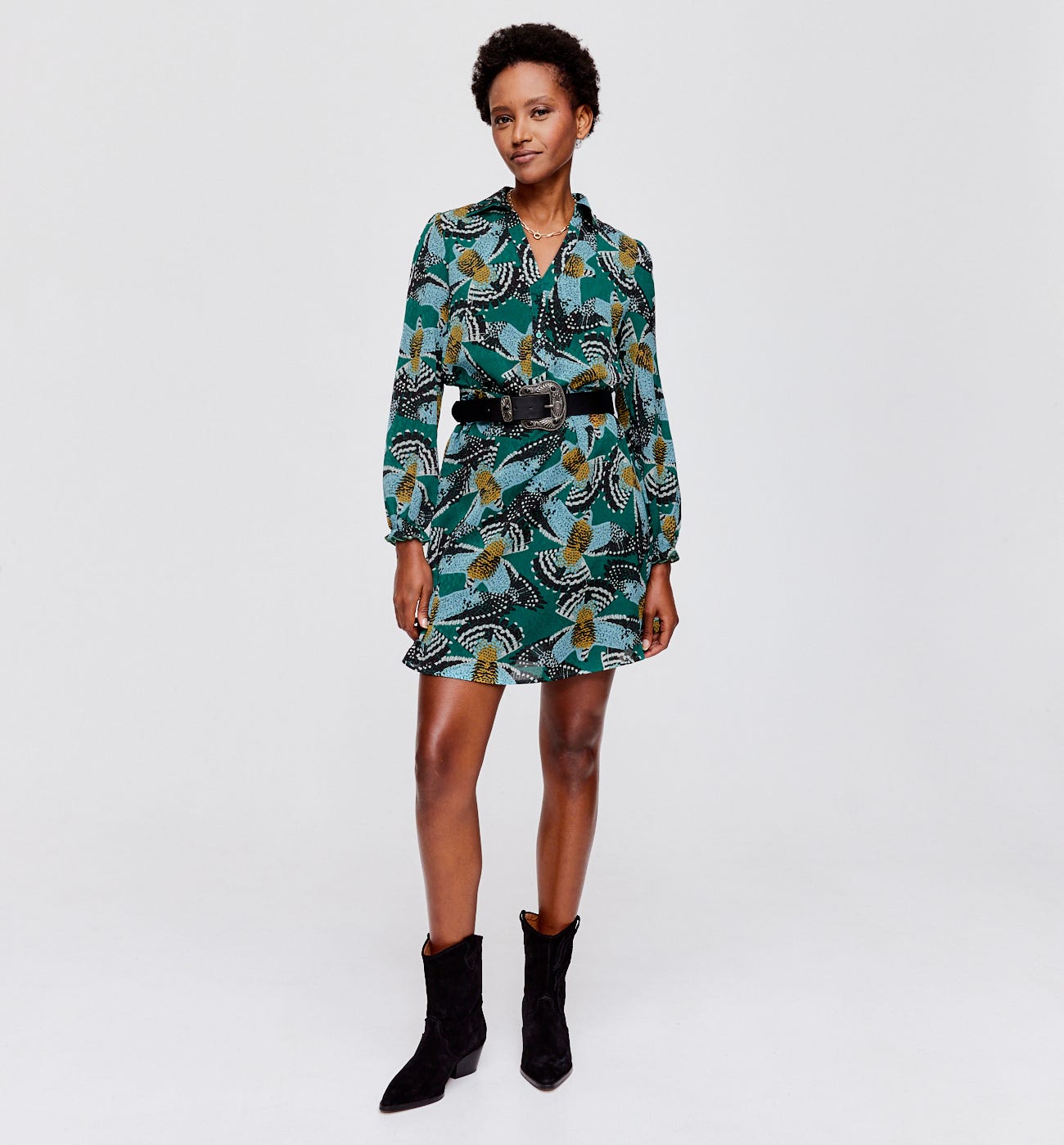 Gemustertes Hemdblusenkleid