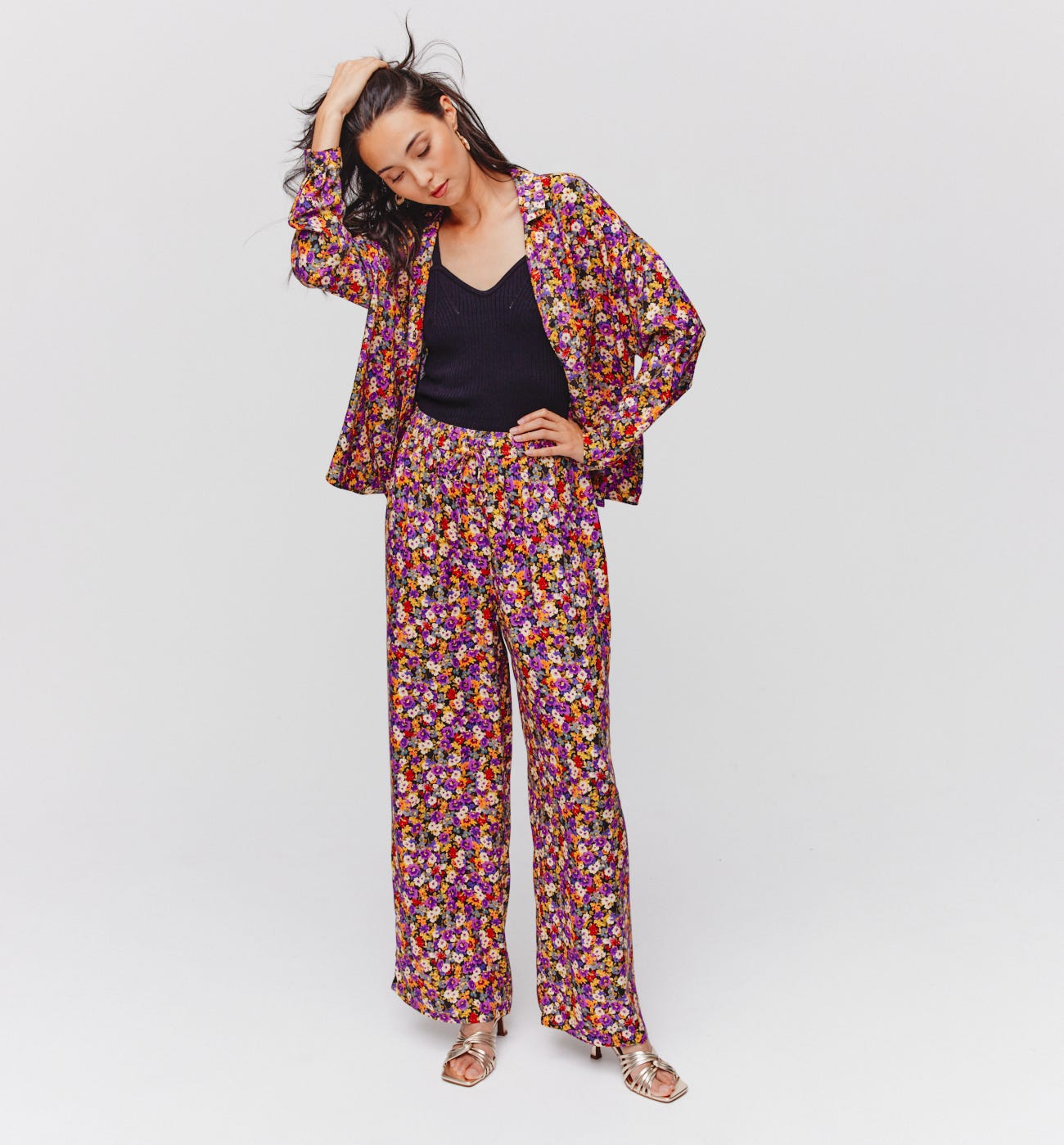 Wideleg silky trousers