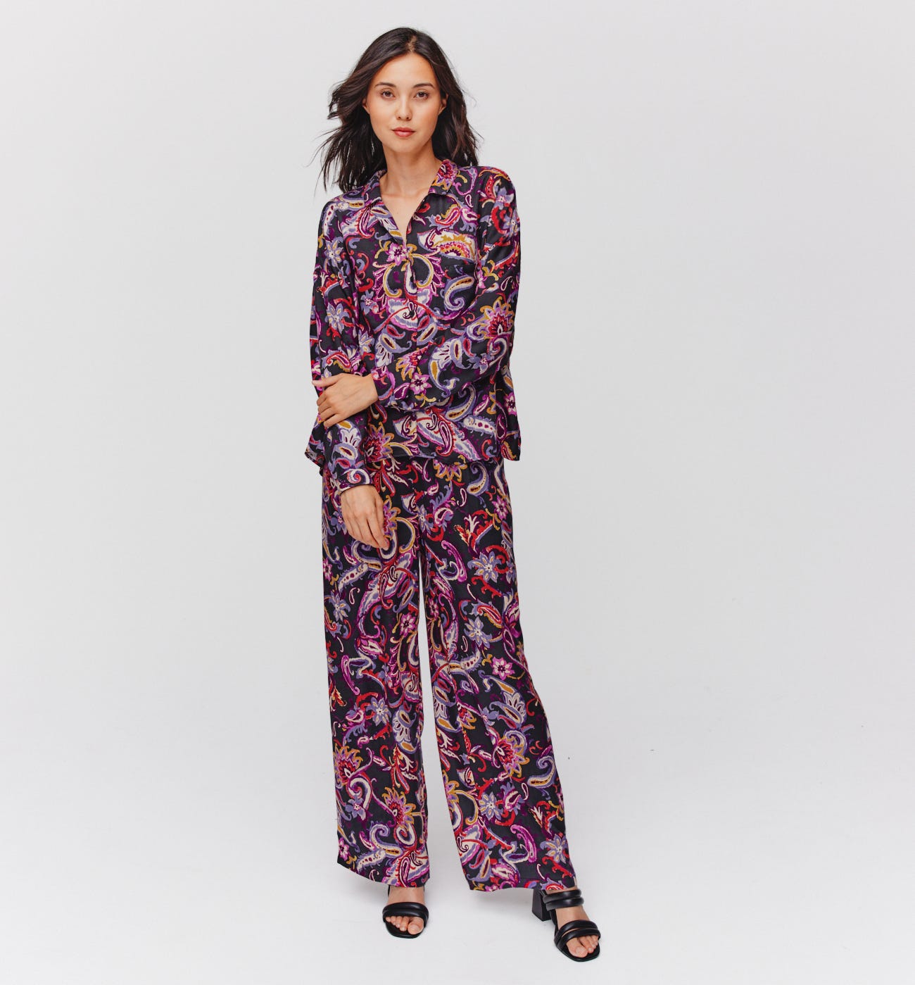 Wideleg silky trousers