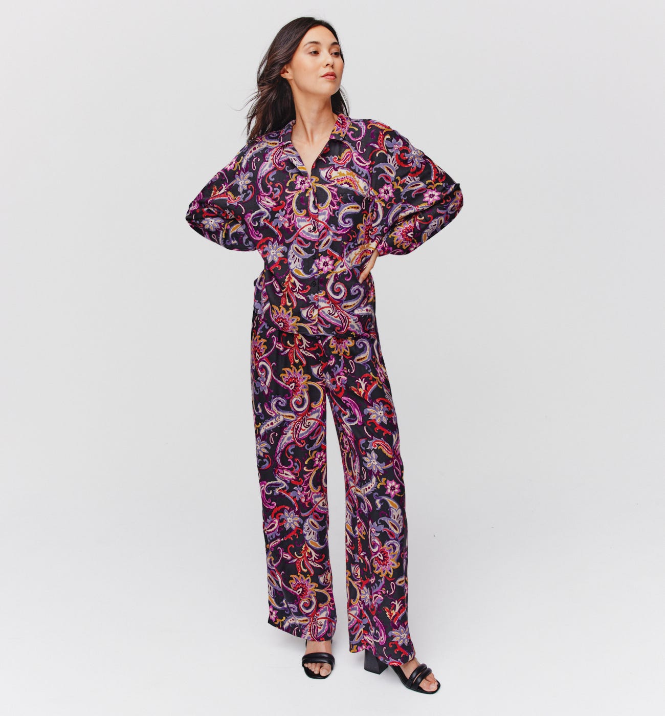 Wideleg silky trousers