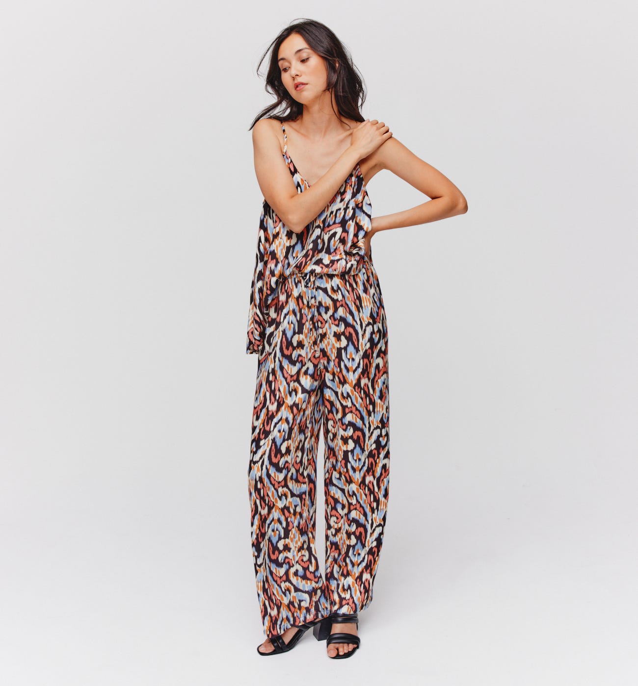 Wideleg silky trousers