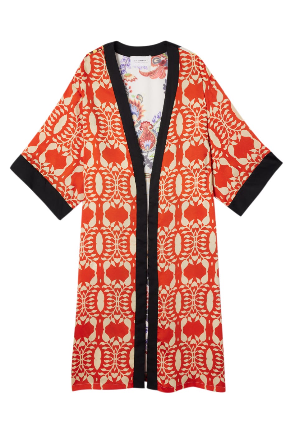 Long patterned kimono