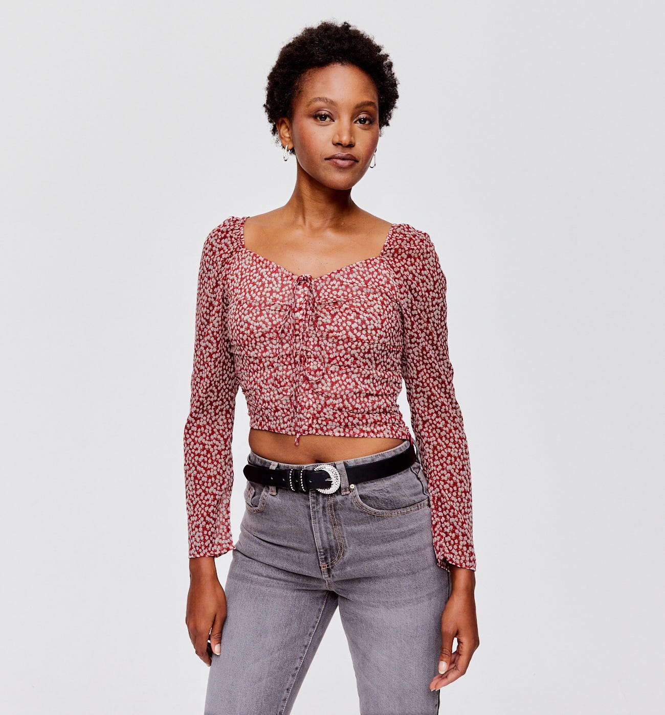 Top cropped en voile Femme