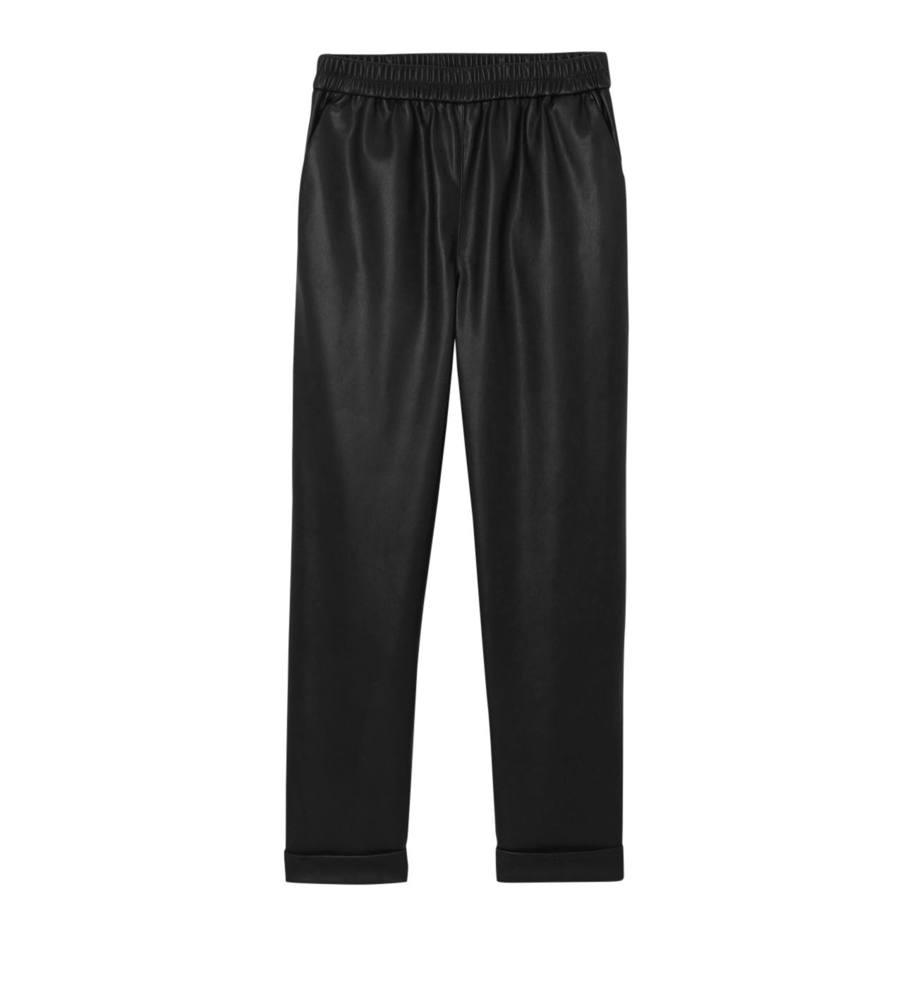 faux leather jogging trousers