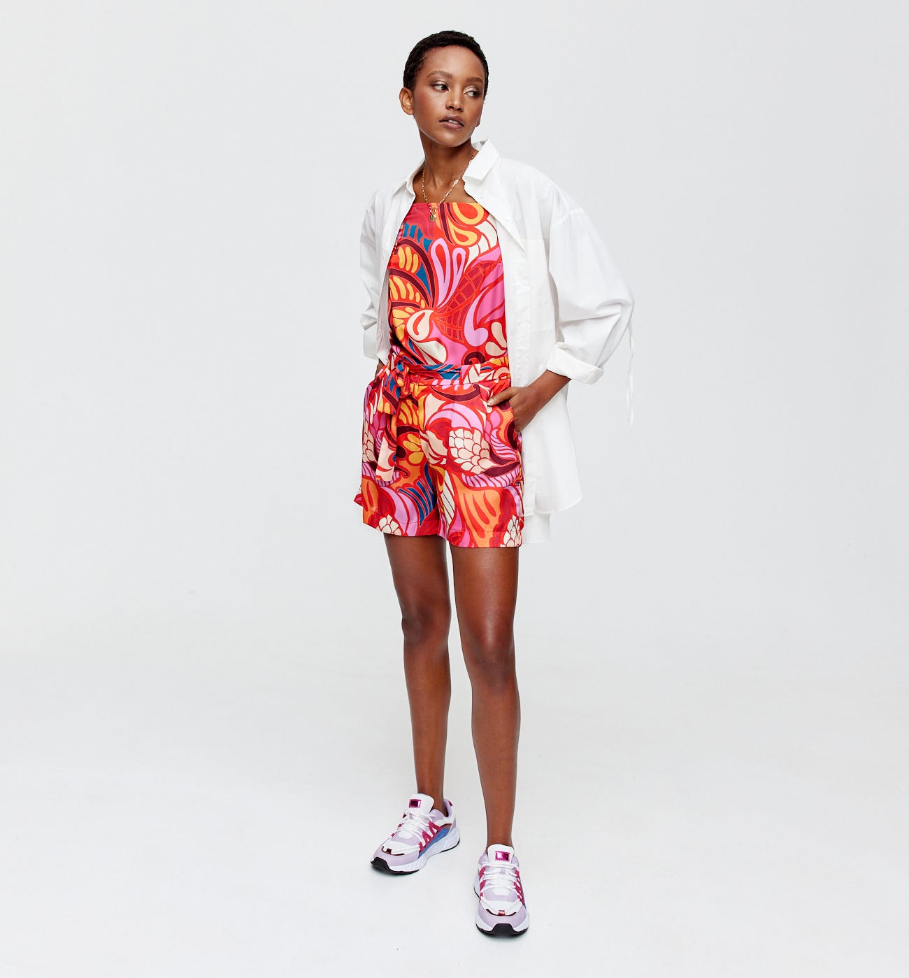 Seidige gemusterte Shorts