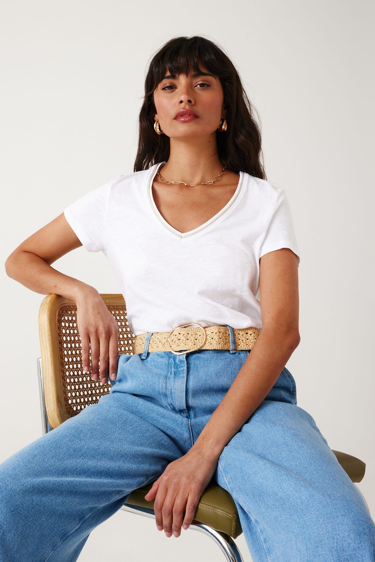 T-shirt col V Femme