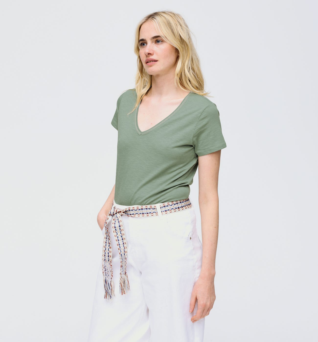 T-shirt col V Femme