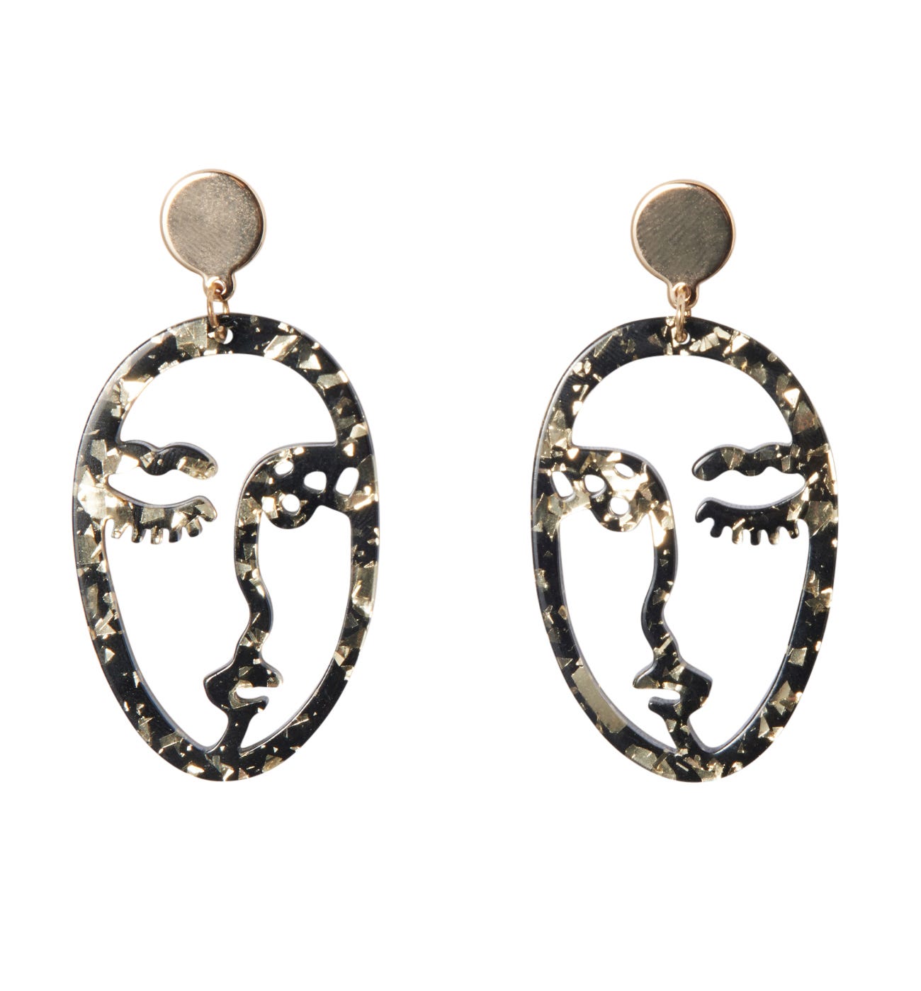 Face Shape Earrings Gold