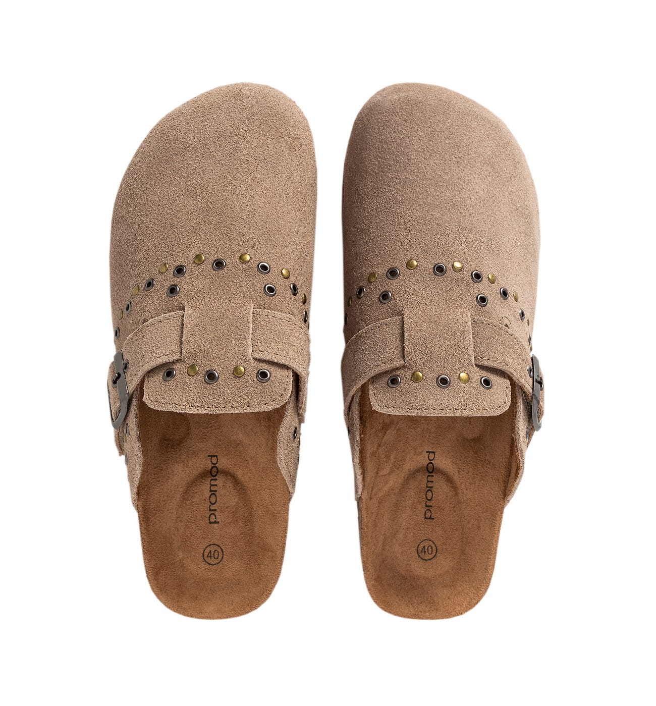 Suede leather mules Beige