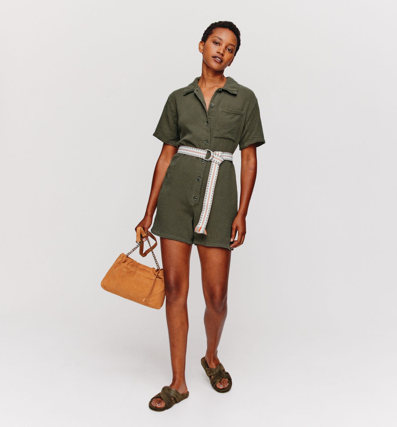Coton gauze shorts jumpsuit