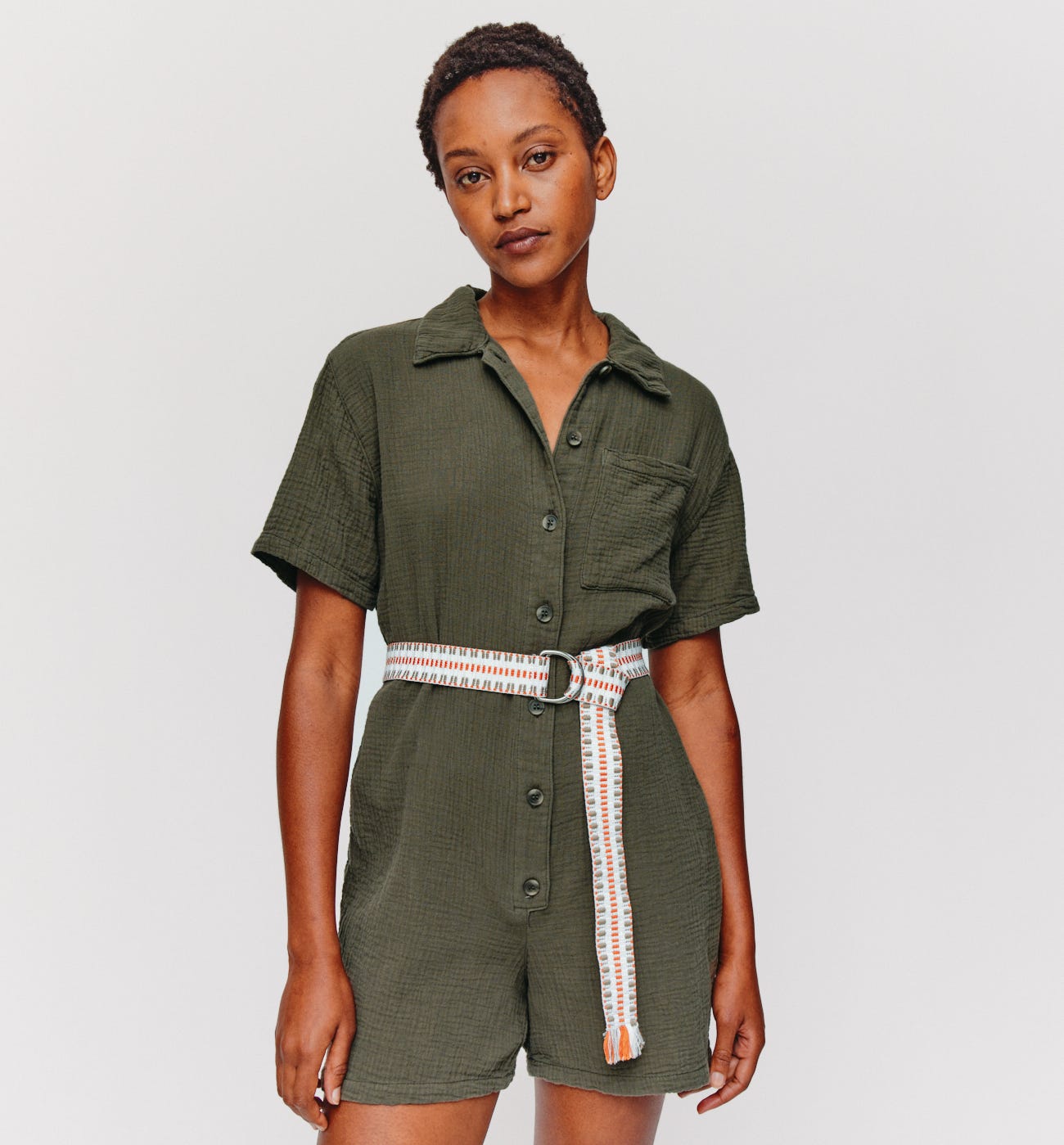 Coton gauze shorts jumpsuit