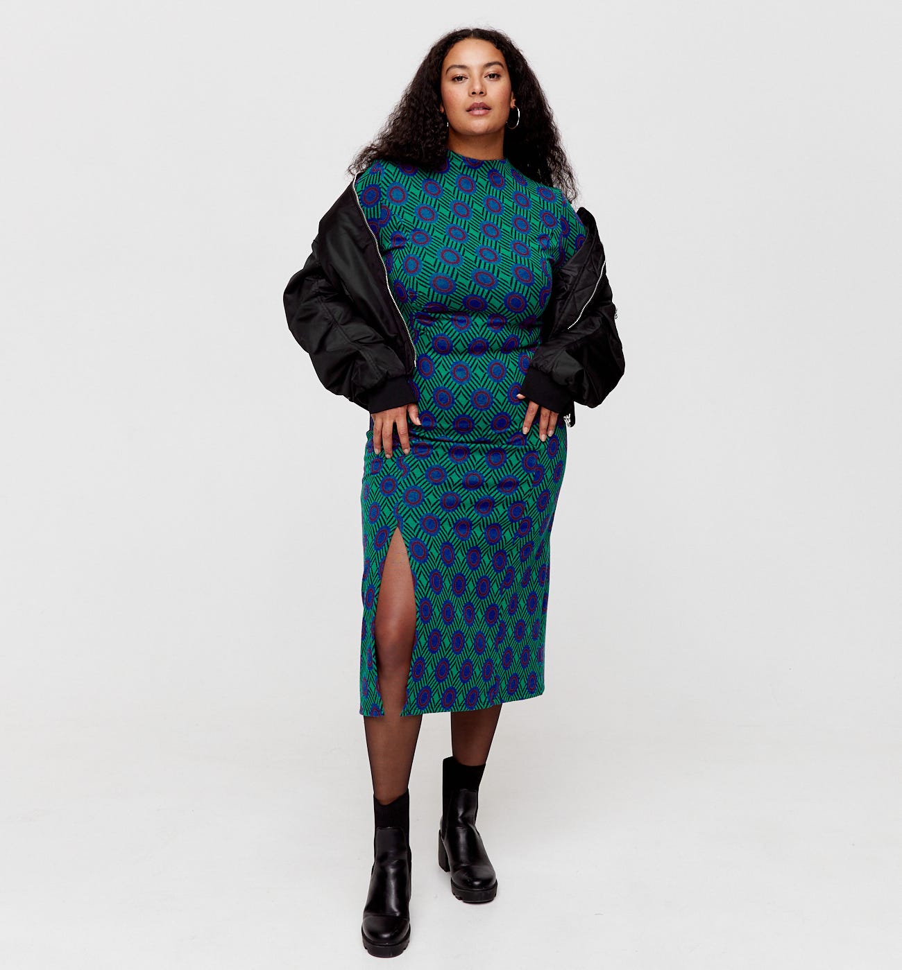Jacquard Knit Midi Dress