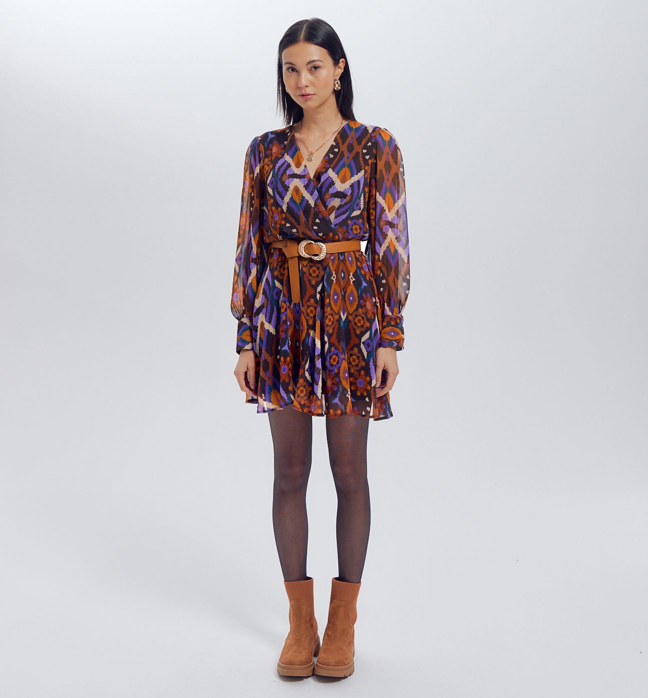 Vestido corto estampado ikat