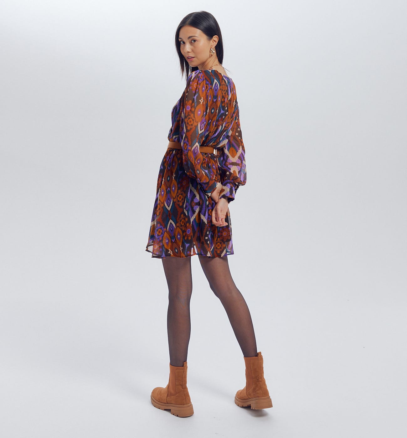 Vestido corto estampado ikat