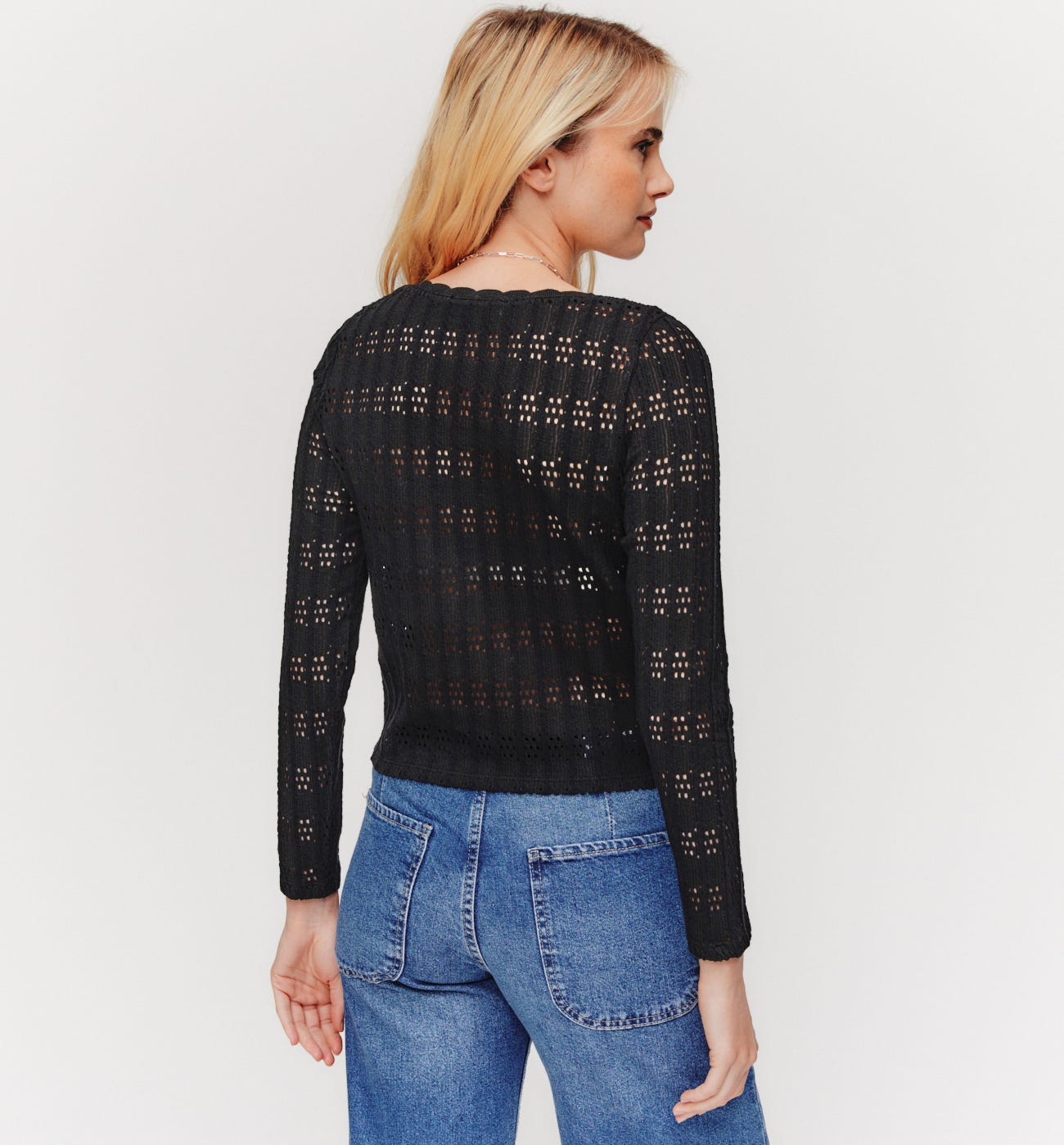 Cardigan corto a trafori
