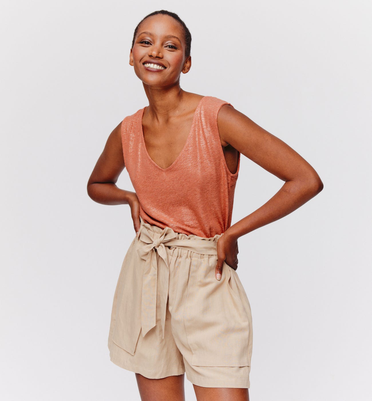 Linen blend sleeveless top