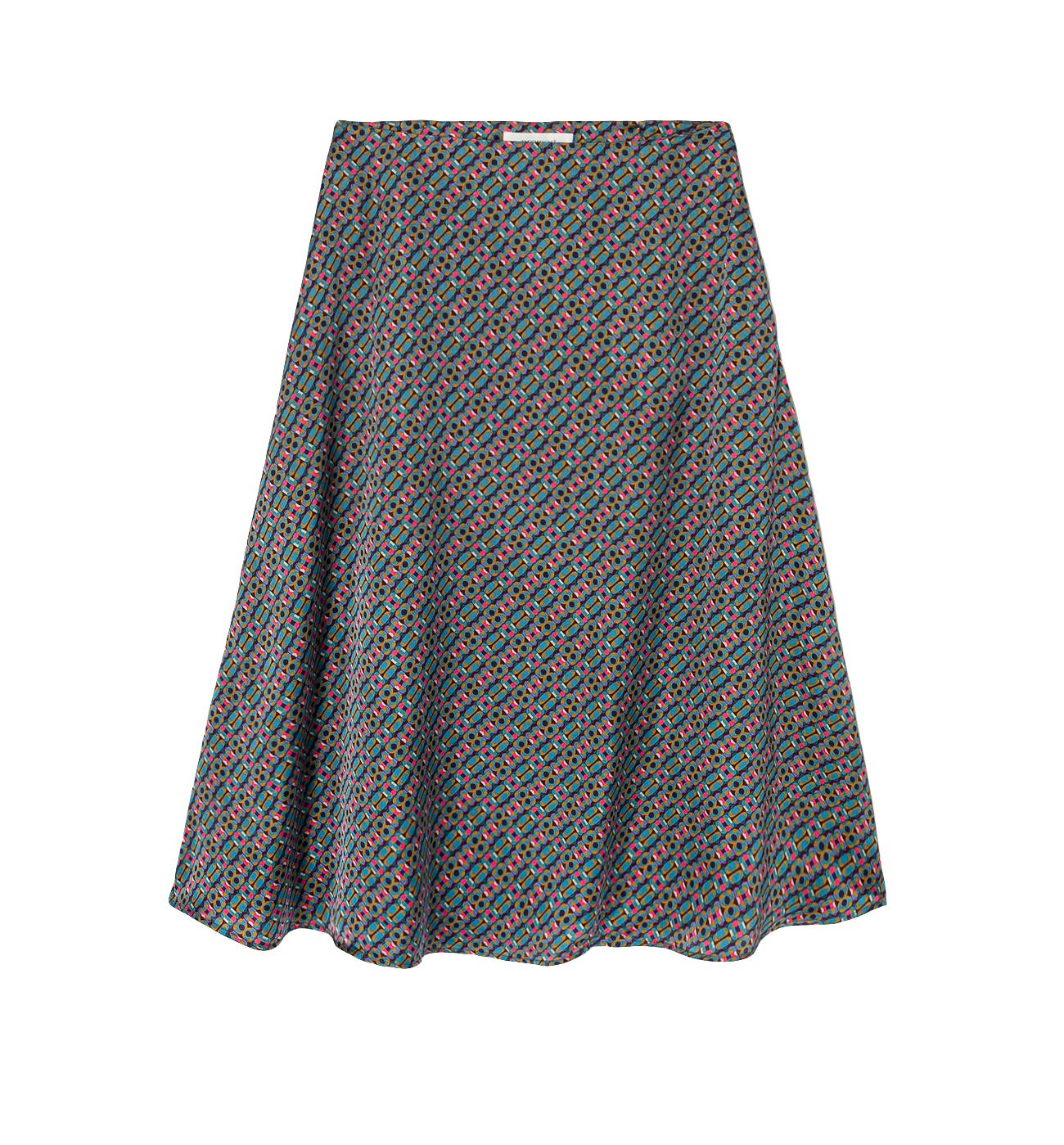 Satin patterned midi skirt