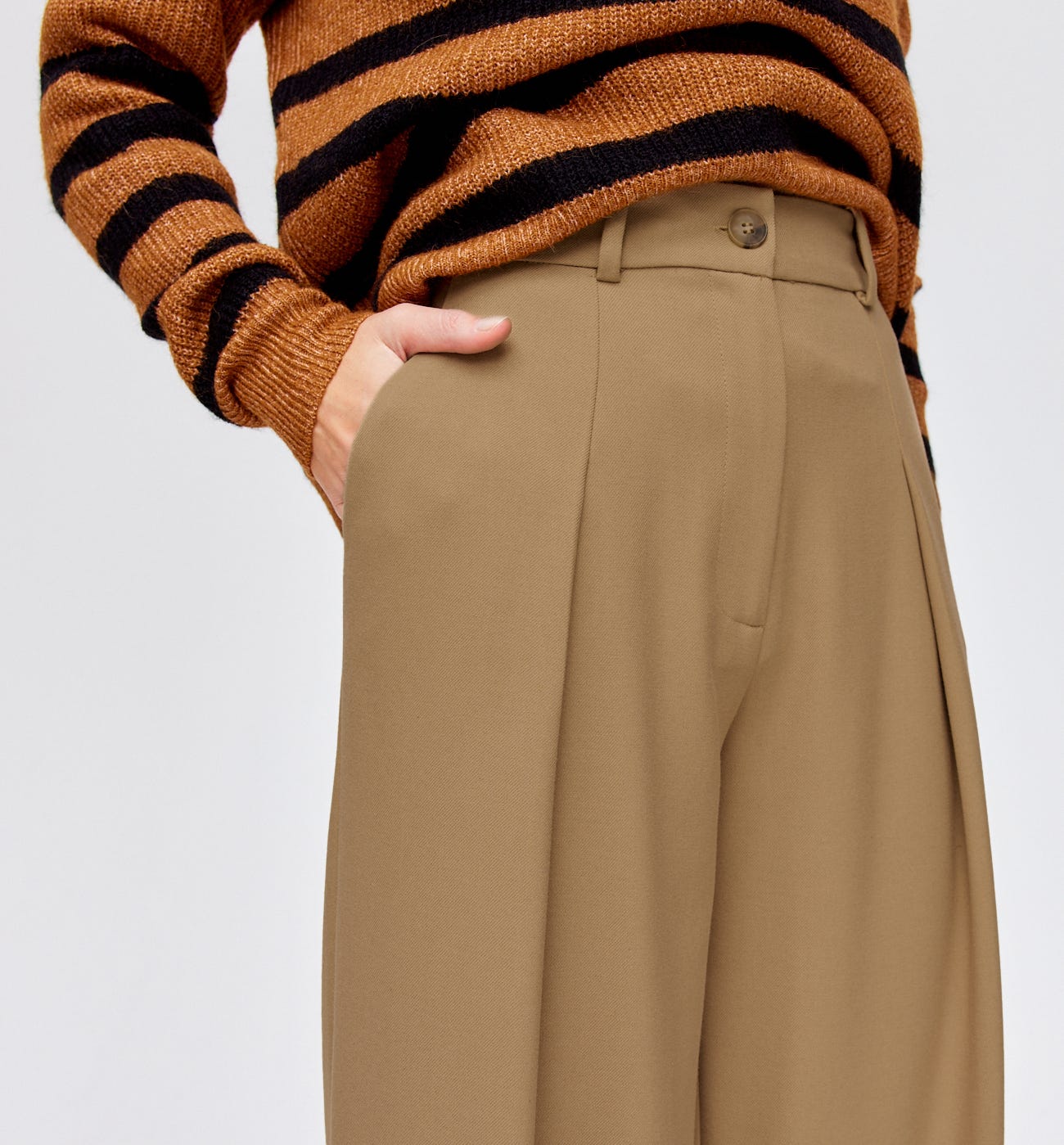 Pantalon large taille haute
