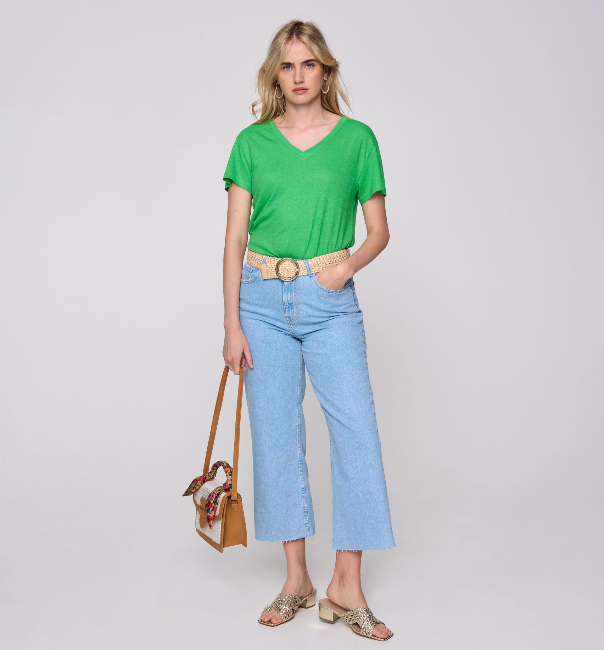 Linen blend top