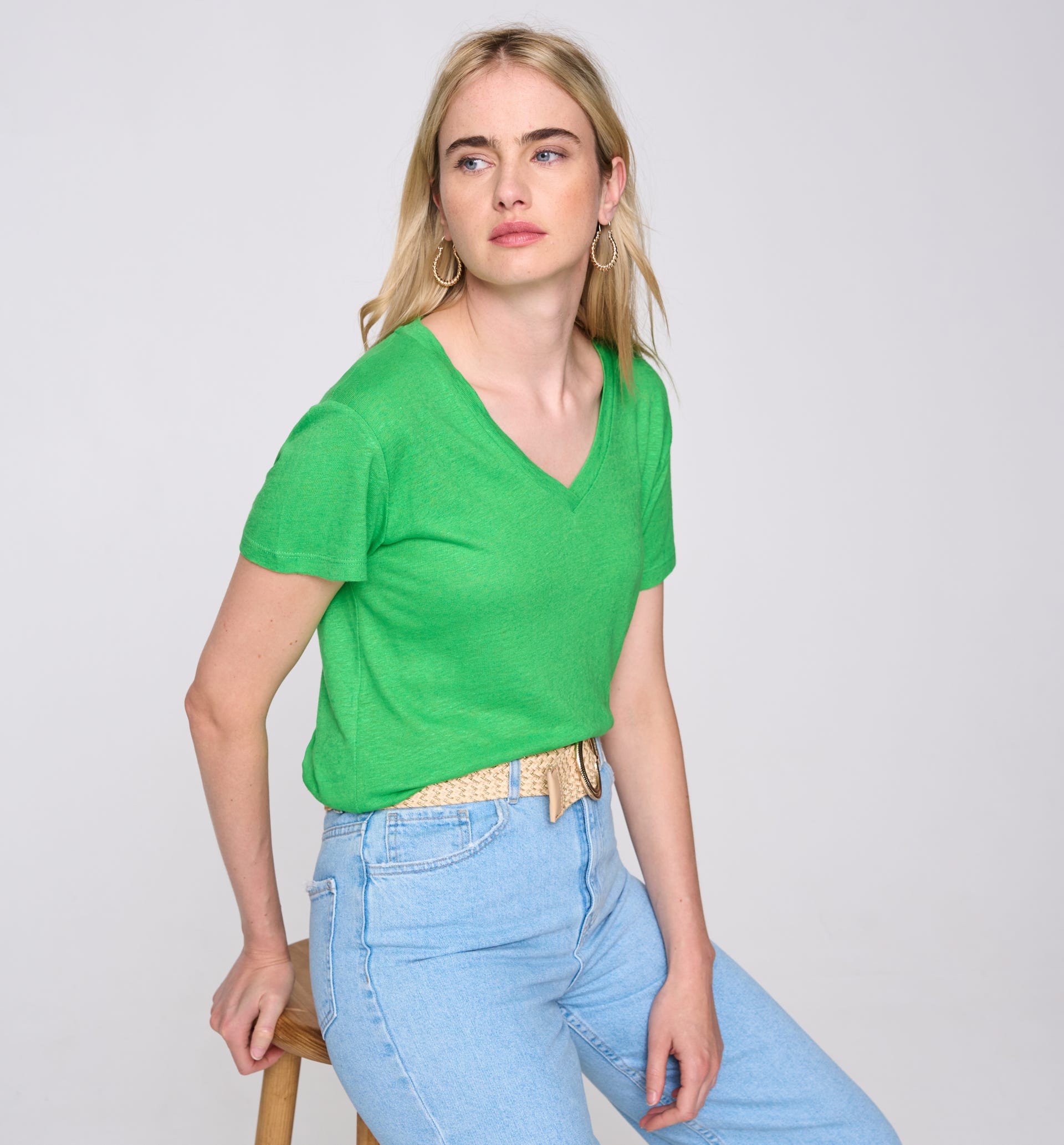 Linen blend top