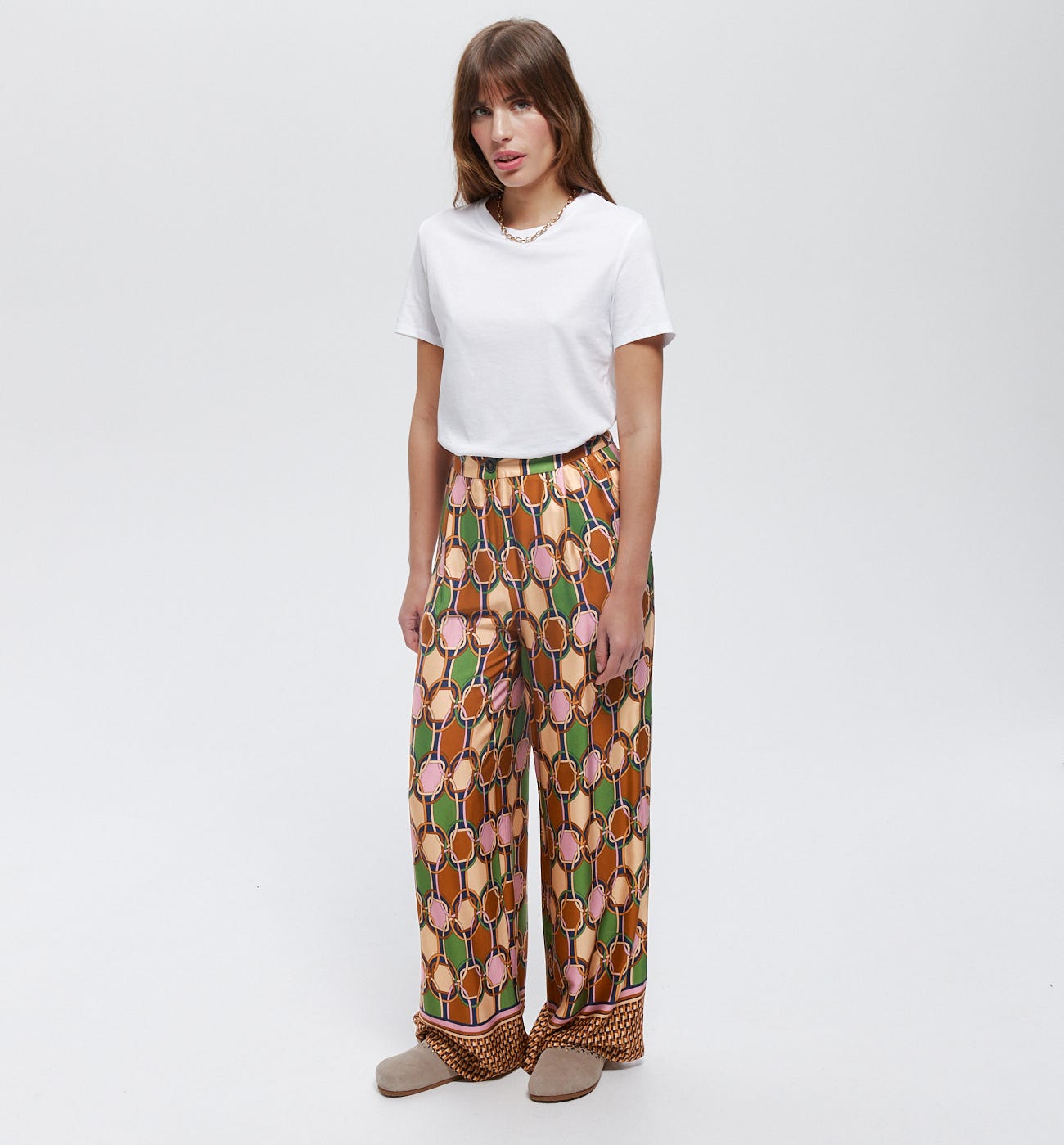 Pantalon large en satin
