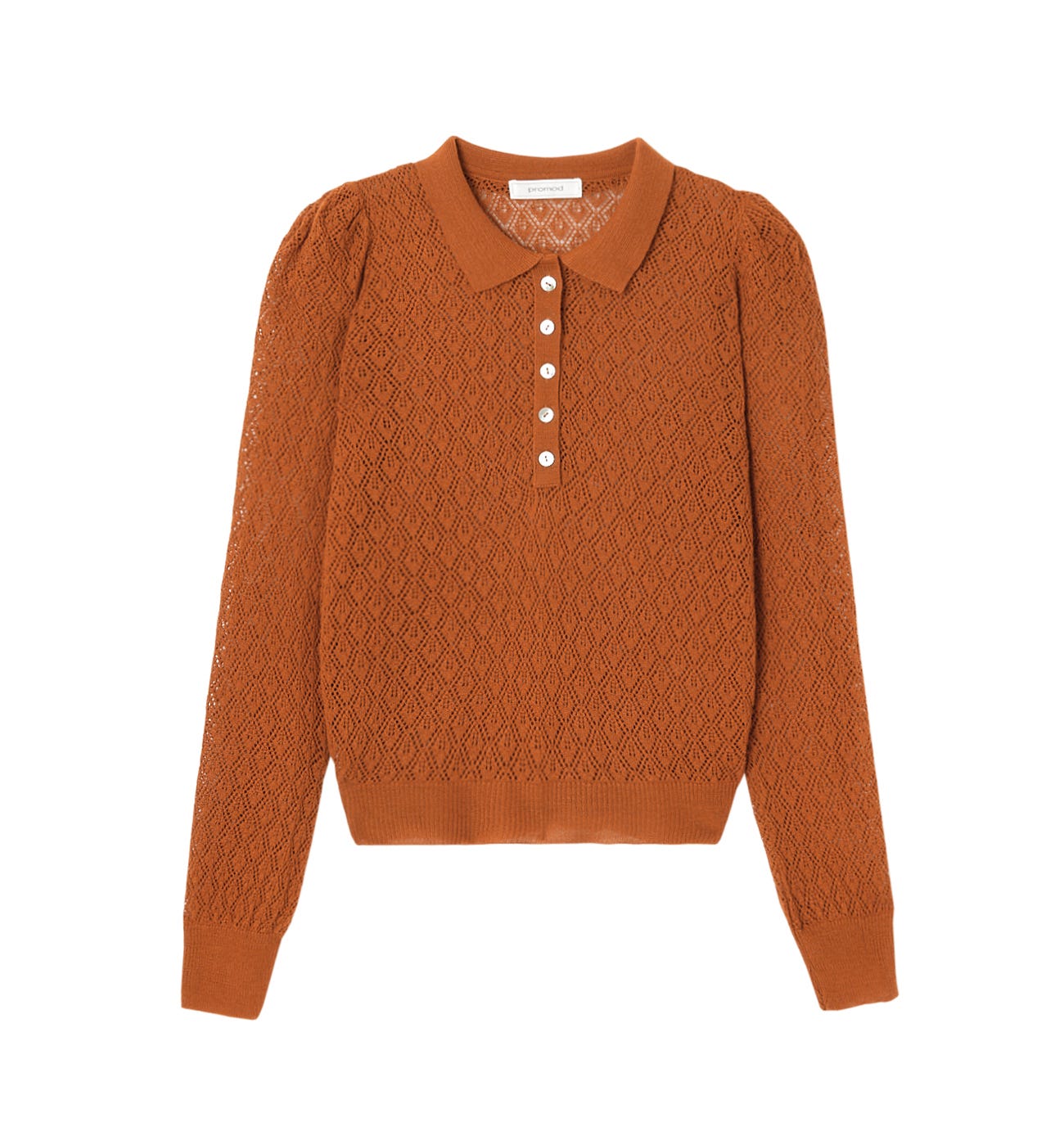 Pull polo maille ajourée Femme