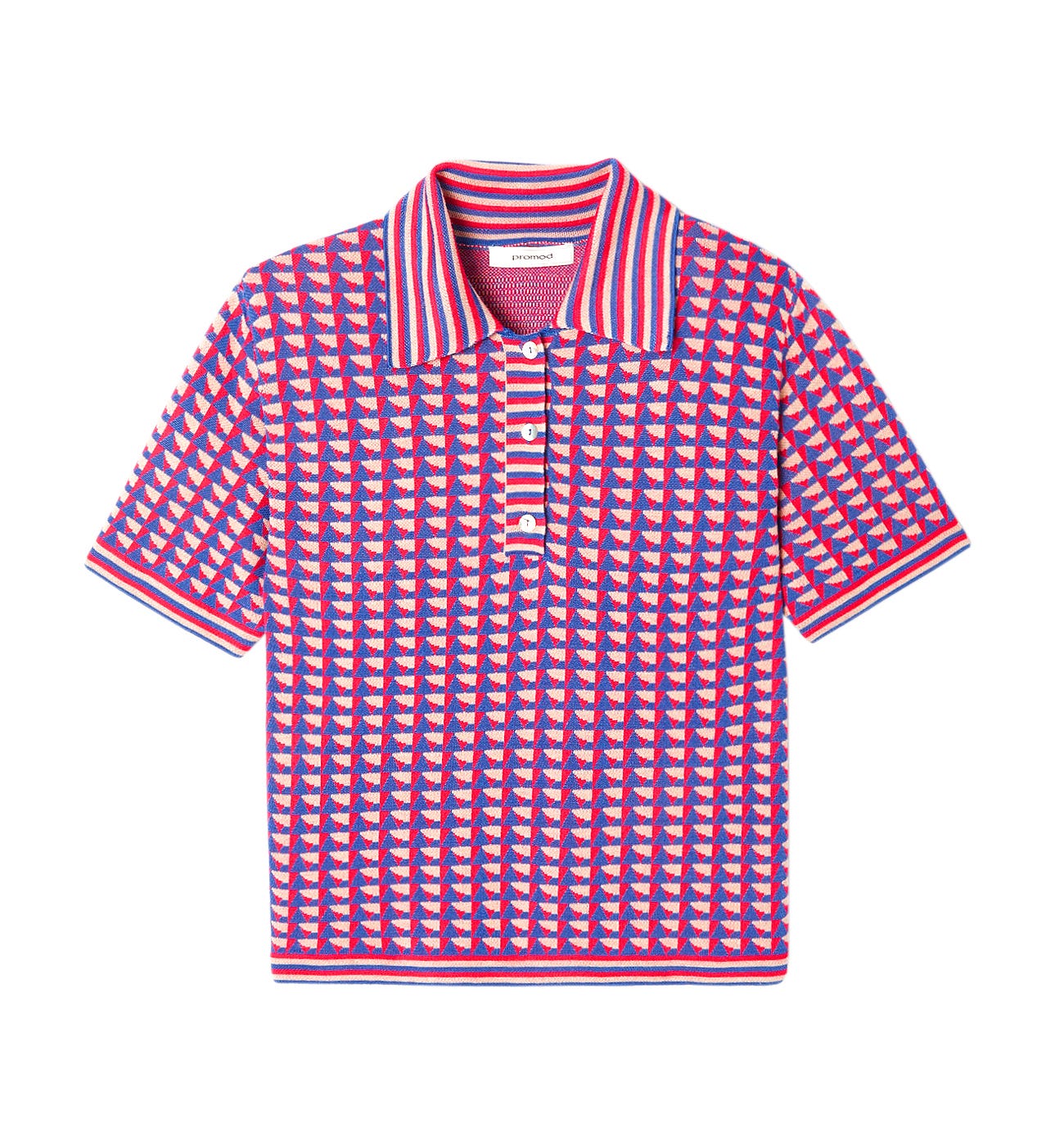 Semi-Sheer Jacquard Polo Shirt