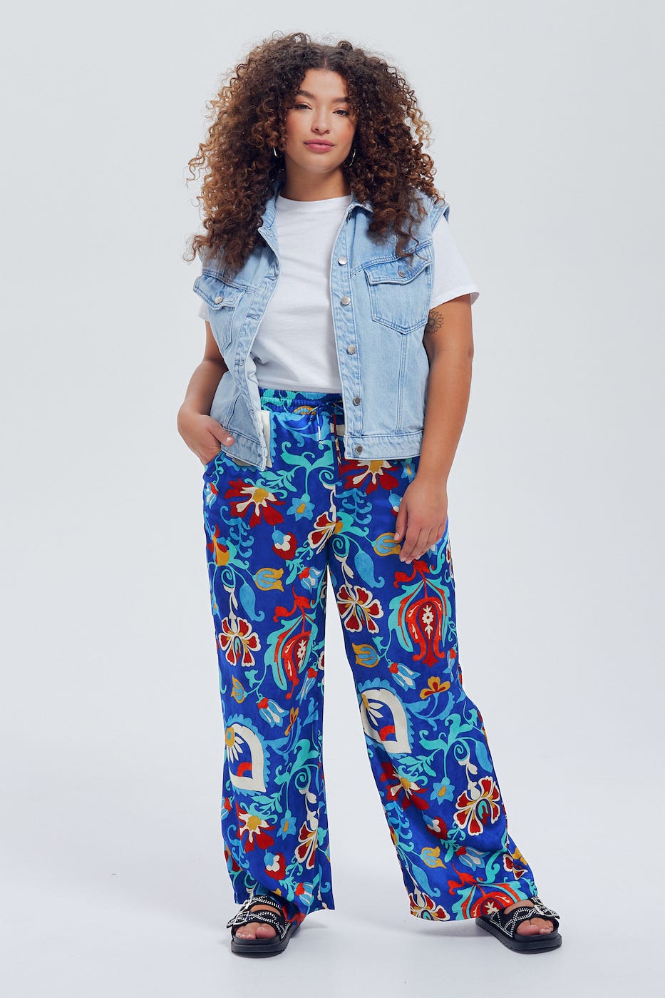 Pantalon large en satin Femme