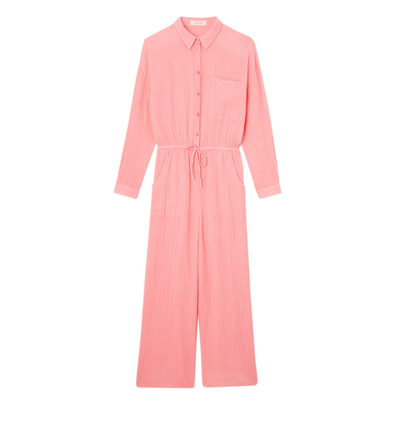 Cotton gauze jumpsuit Coral