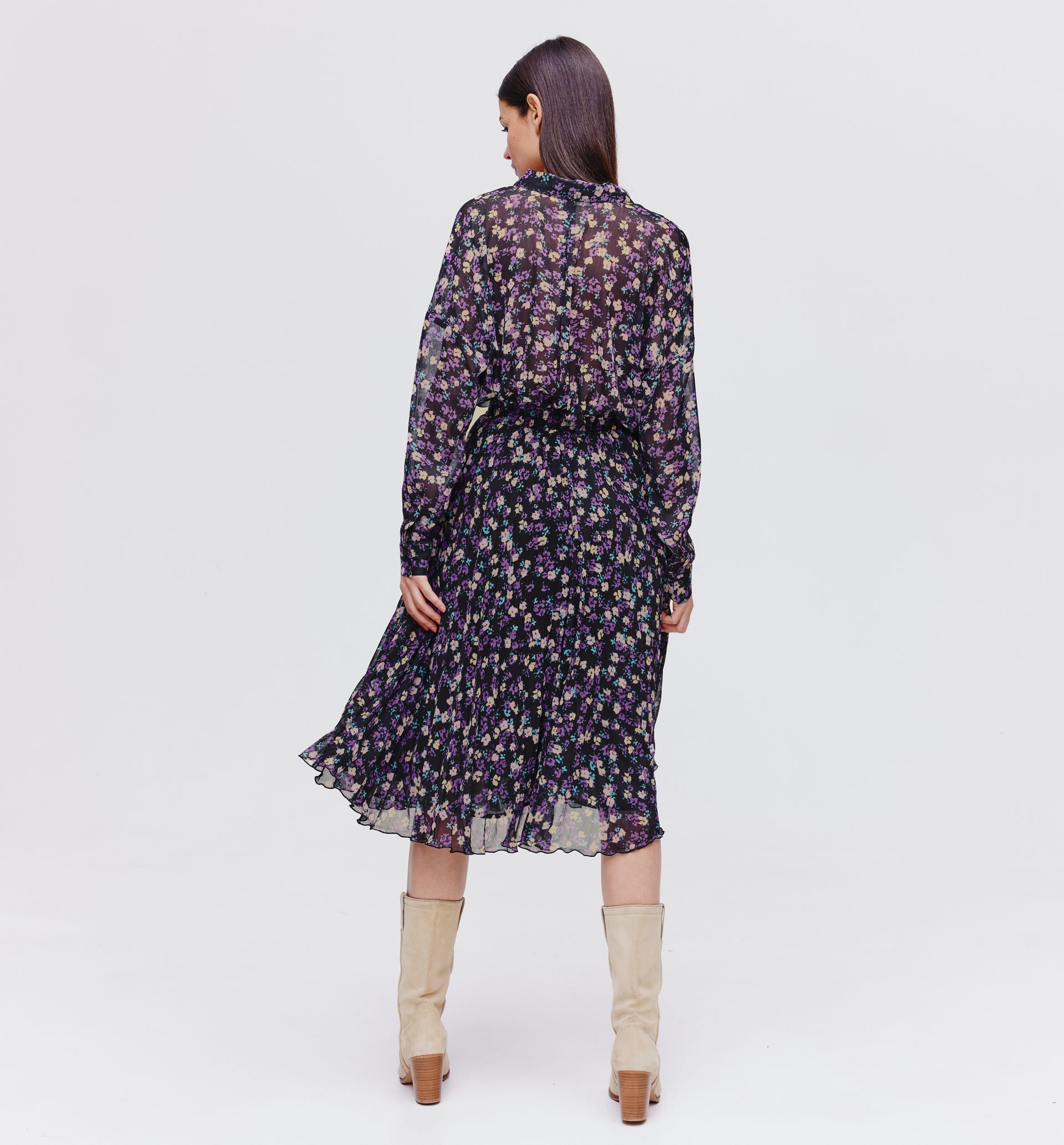 Falda midi gasa estampada